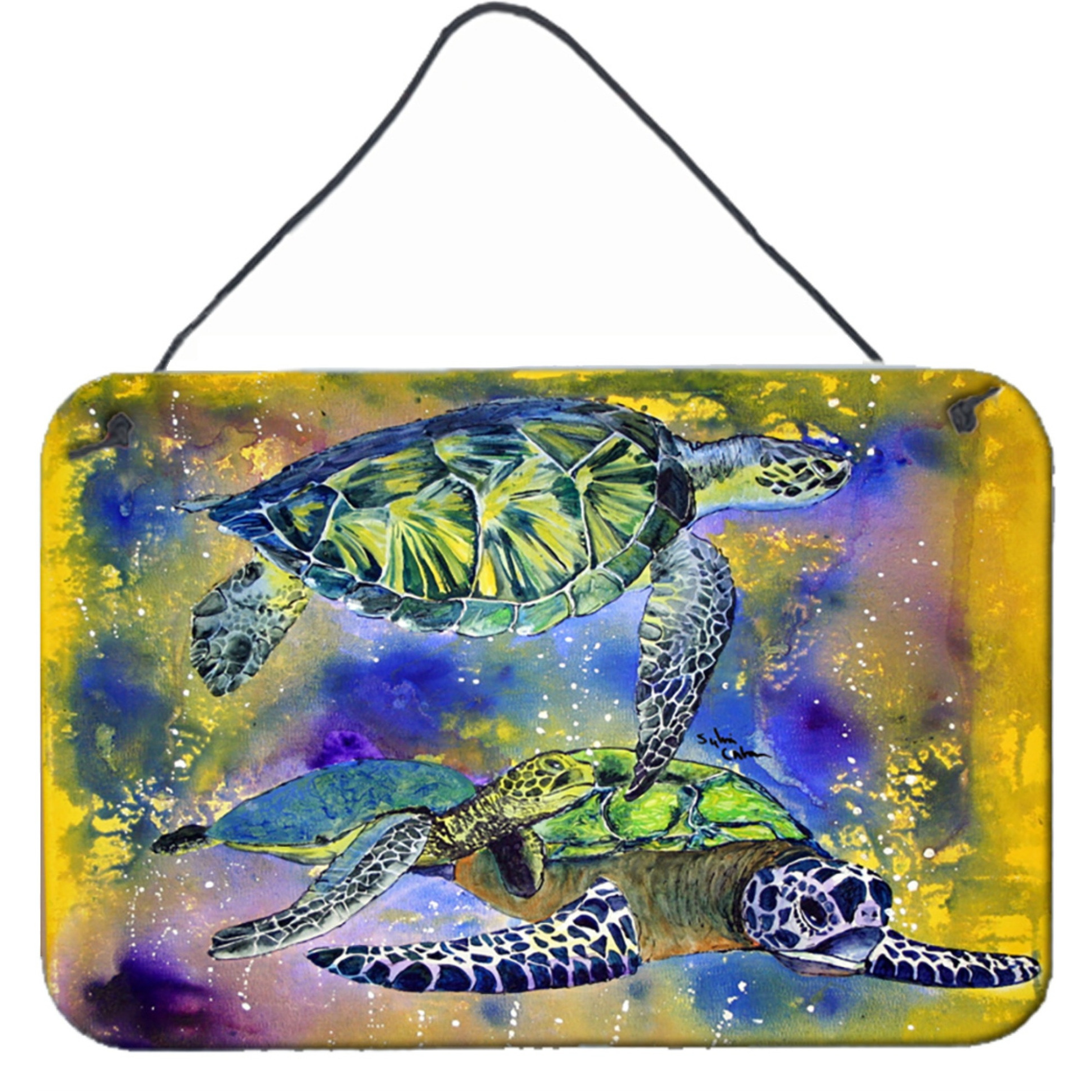 &quotCaroline's Treasures 8394DS812 Turtle Aluminum Metal Wall or Door Hanging Prints, 8 x 12"""