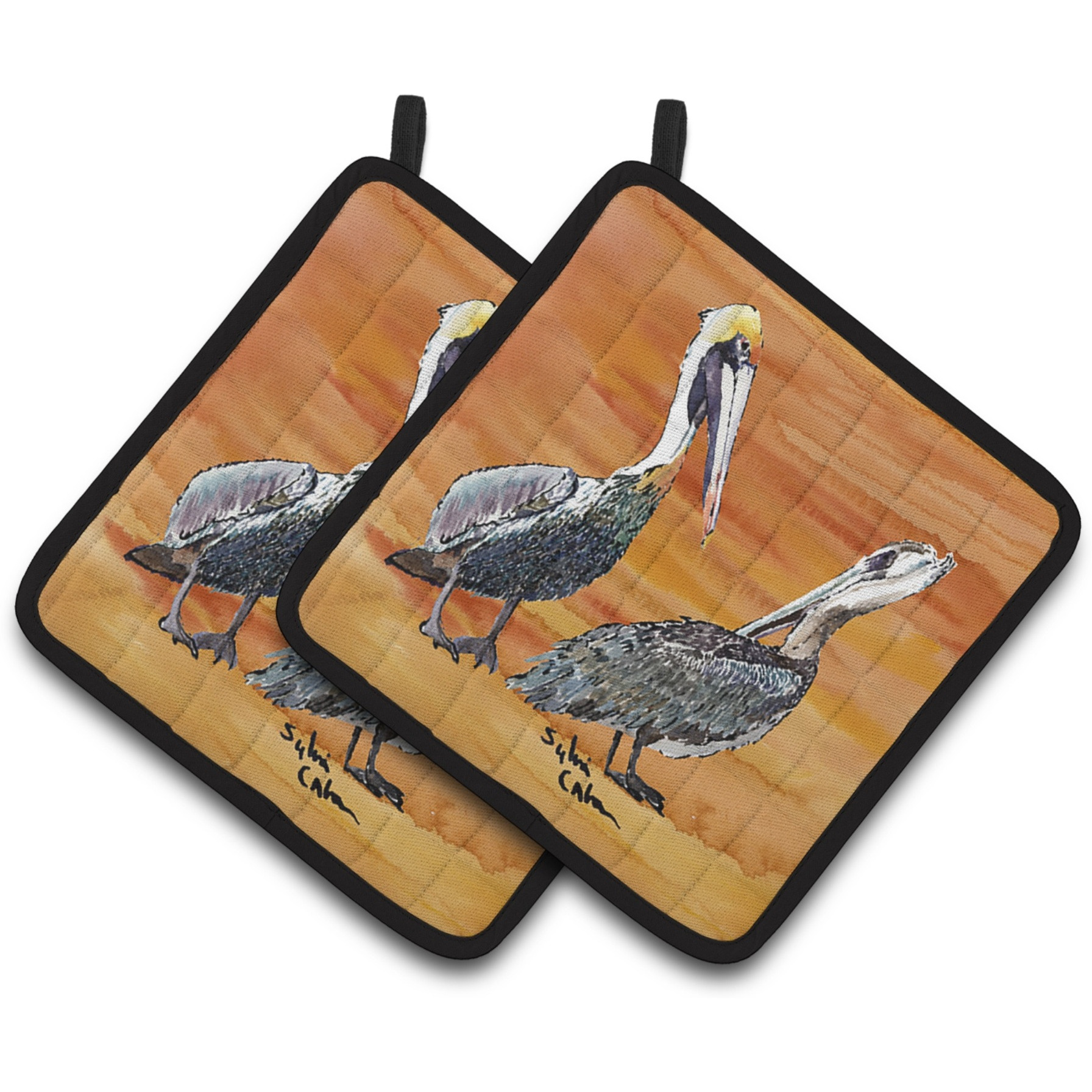 &quotCaroline's Treasures Pelican Pair of Pot Holders 8407PTHD, 7.5HX7.5W, Multicolor"