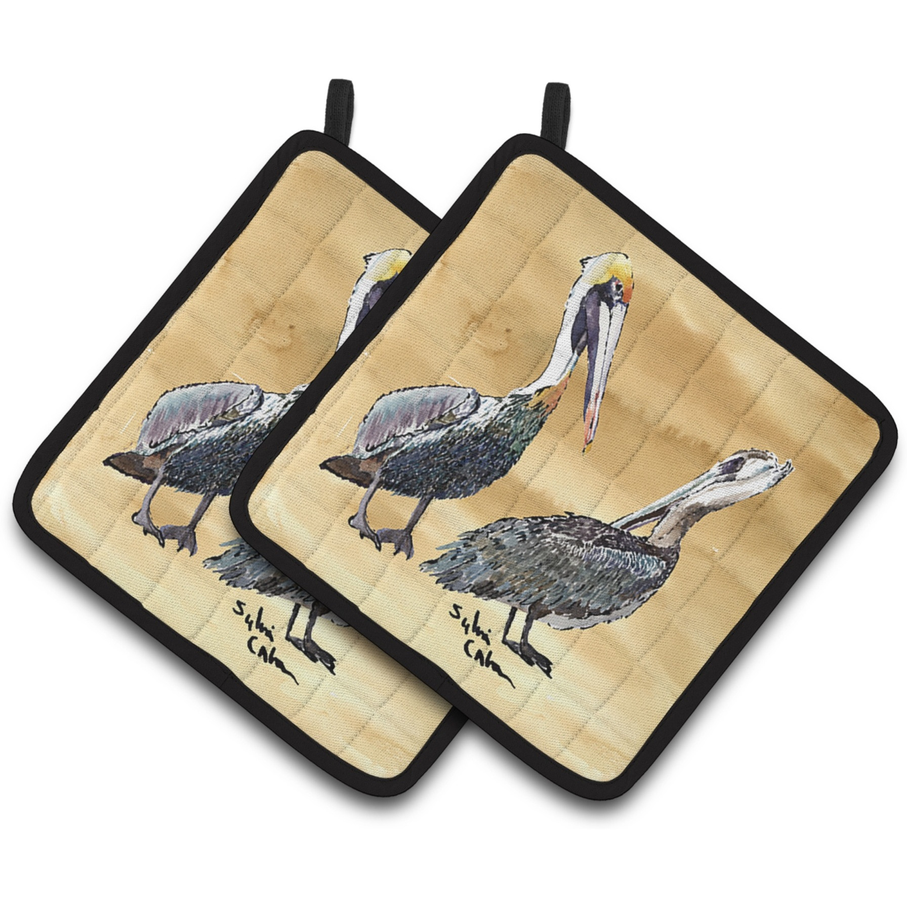 &quotCaroline's Treasures Pelican Pair of Pot Holders 8408PTHD, 7.5HX7.5W, Multicolor"
