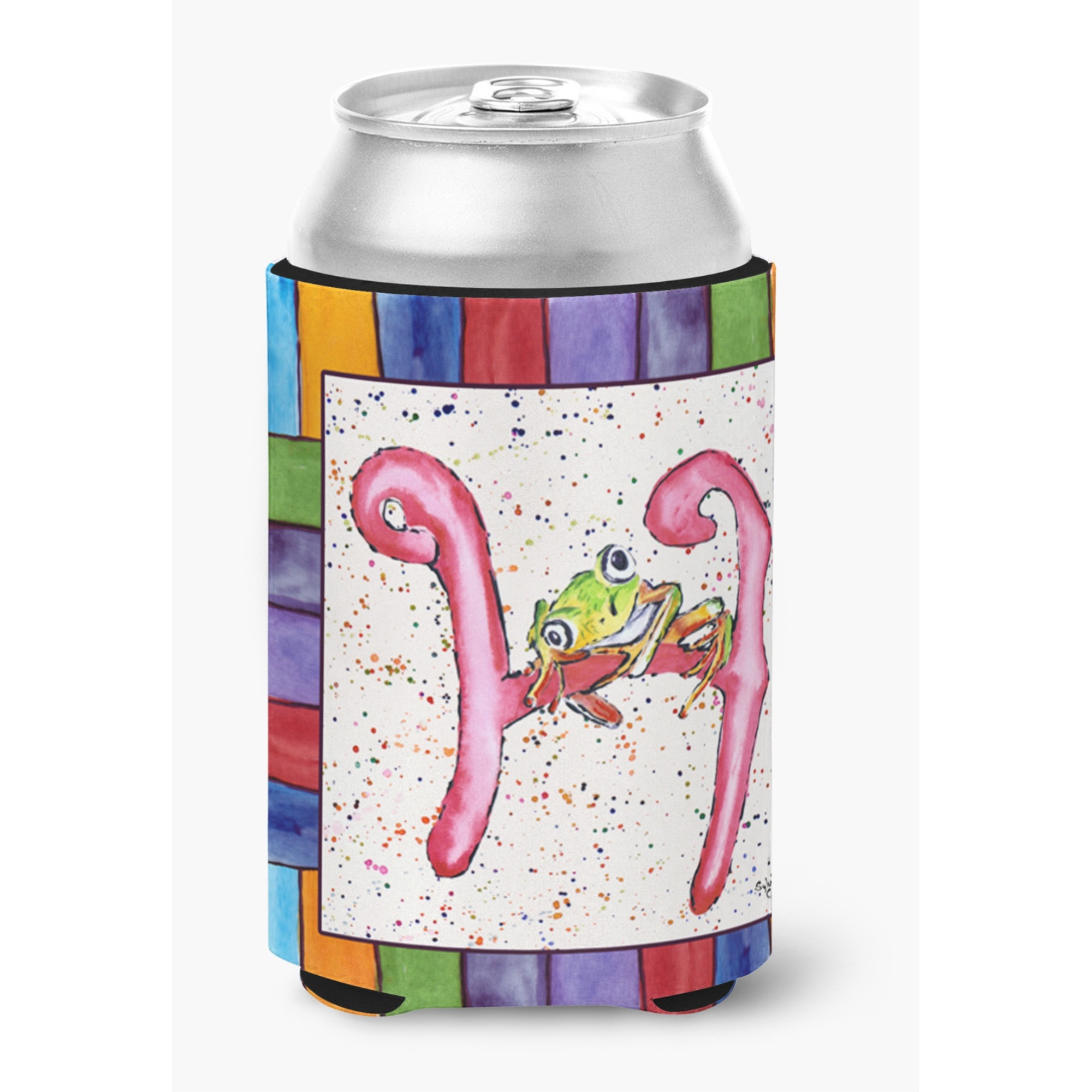 Letter H with  Frog Can or Bottle Beverage Insulator Hugger 8431
