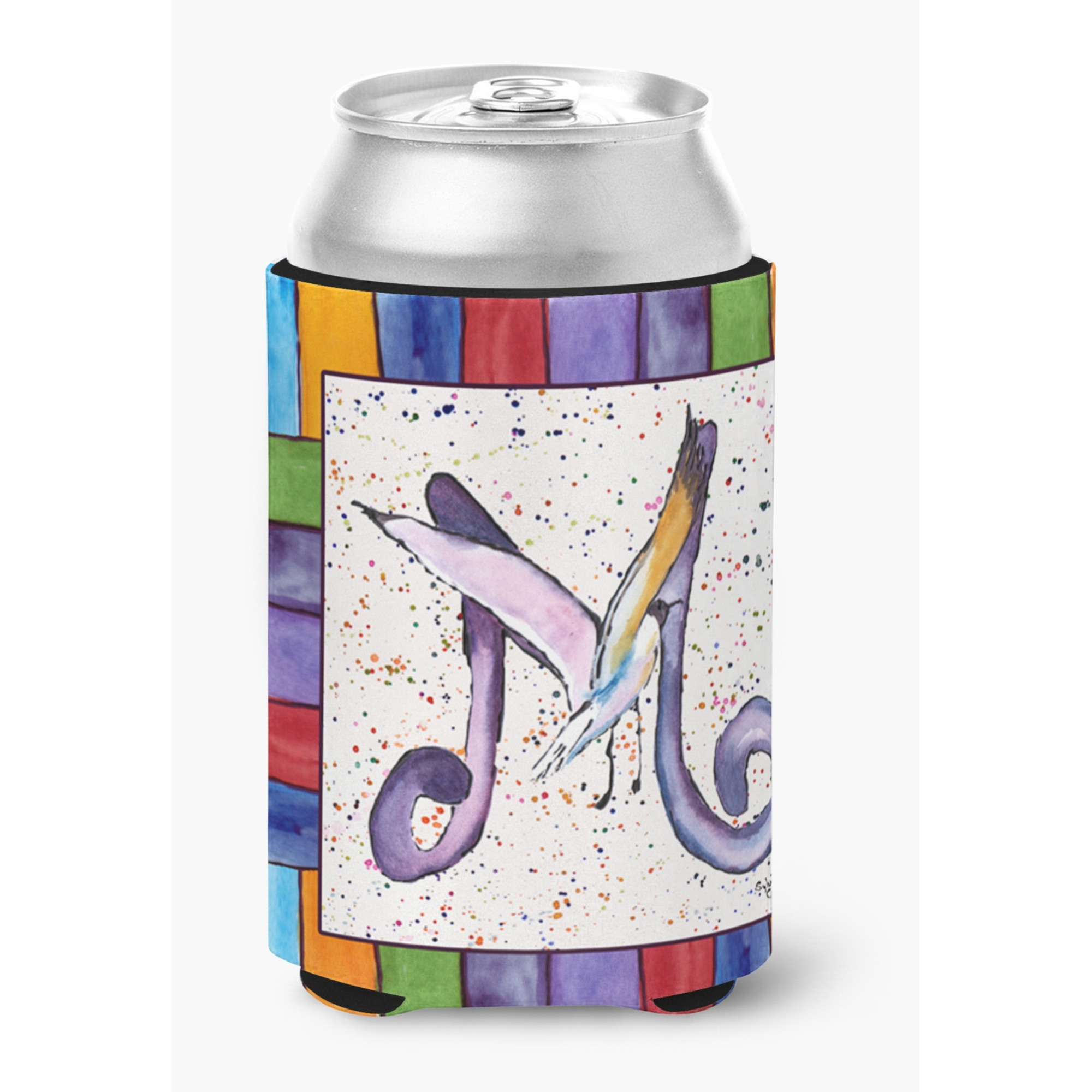 Letter M with Seagull Can or Bottle Beverage Insulator Hugger 8436