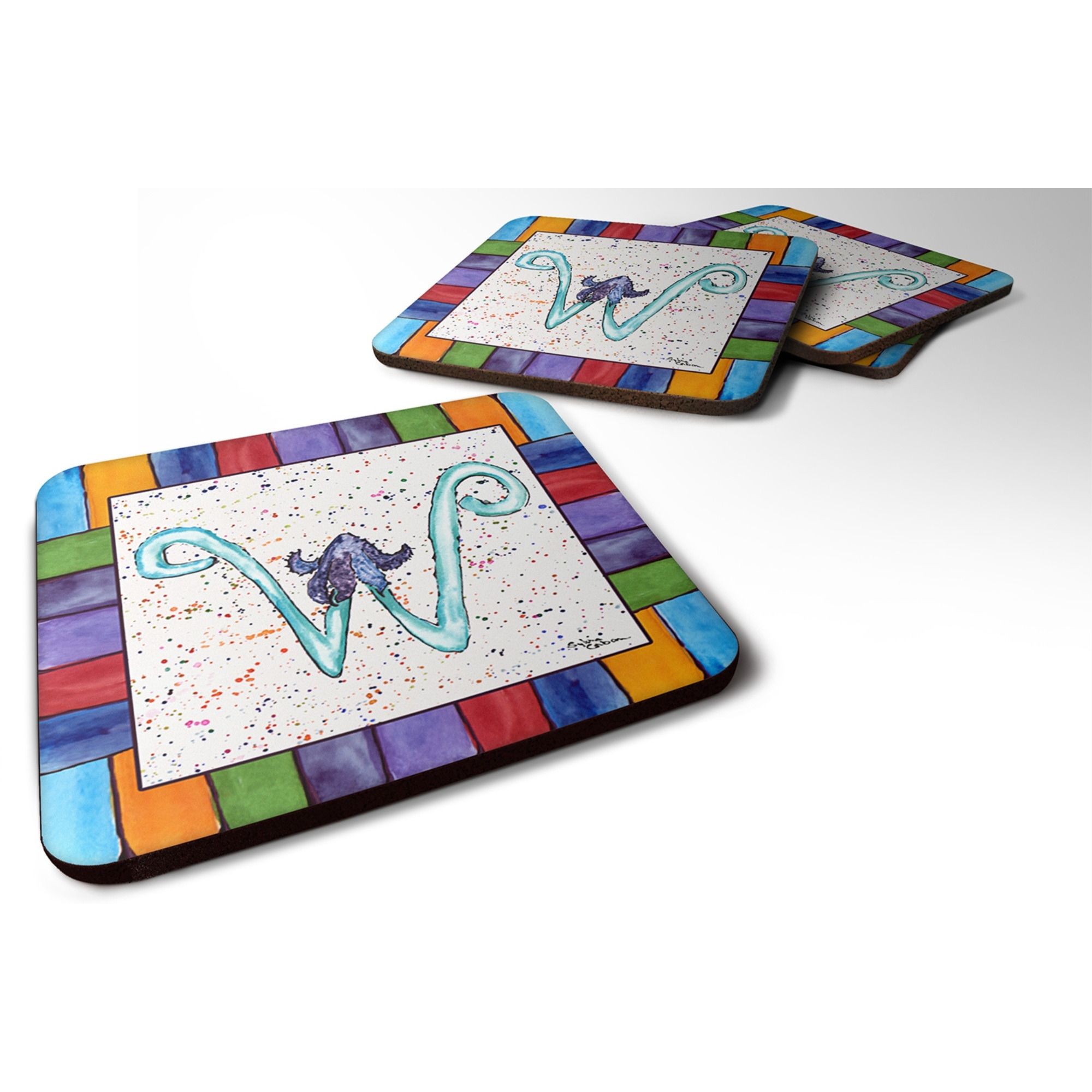 &quotCaroline's Treasures 8446-WFC Beach and Seafood Foam Coasters (Set of 4), 3.5"" H x 3.5"" W, Multicolor"