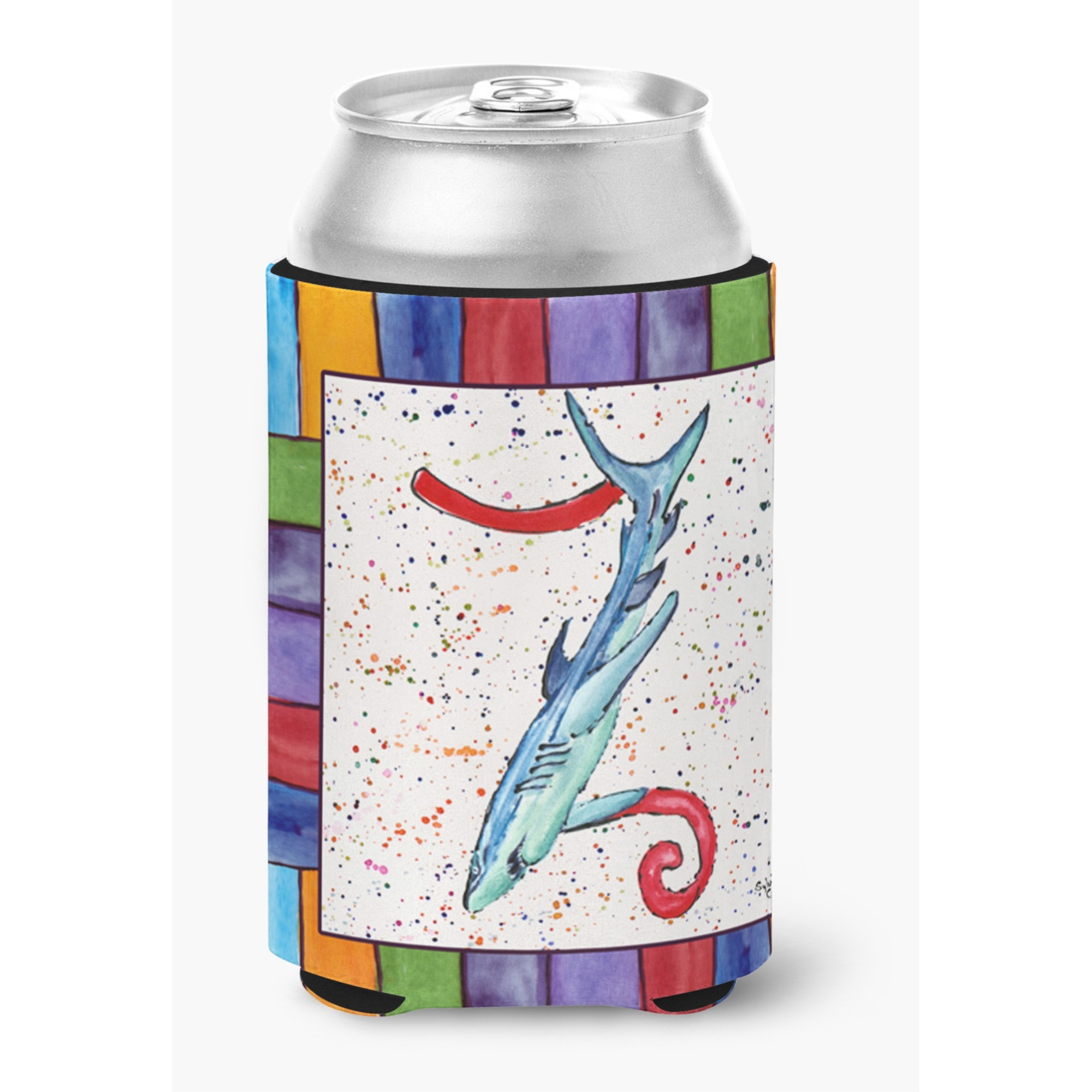 Letter Z with  Shark Can or Bottle Beverage Insulator Hugger 8449