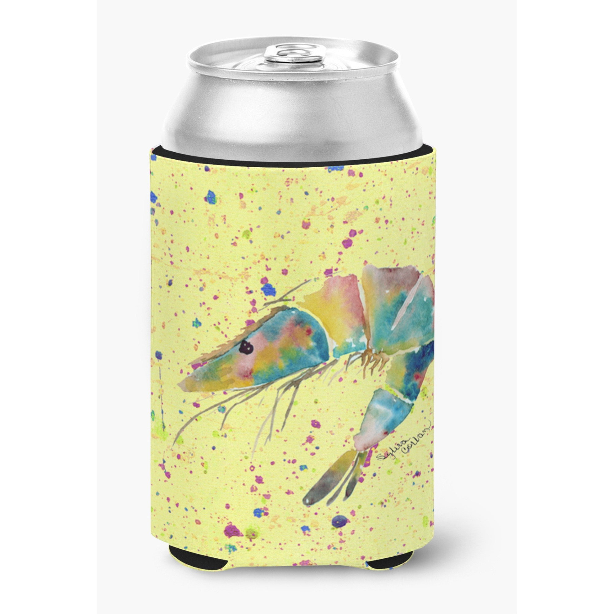 Shrimp on yellow Can or Bottle Beverage Insulator Hugger