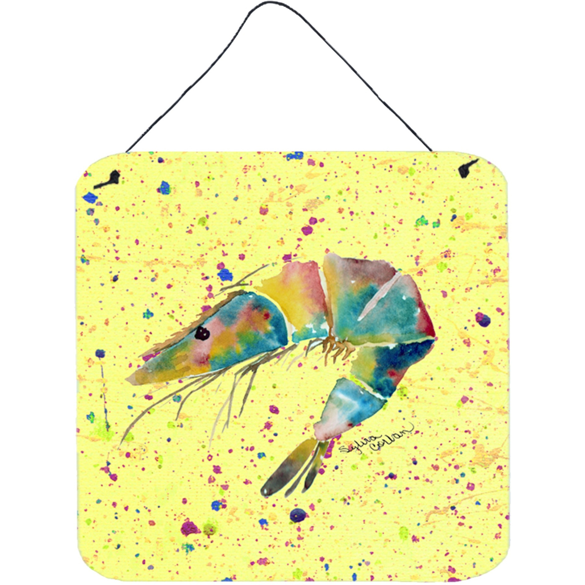 &quotCaroline's Treasures 8450DS66 Shrimp Aluminum Metal Wall or Door Hanging Prints, 6 x 6"", Multicolor"