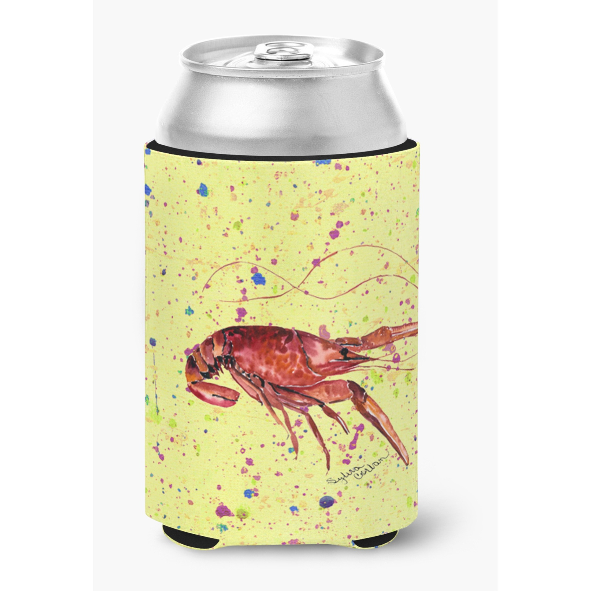 Crawfish on yellow Can or Bottle Beverage Insulator Hugger