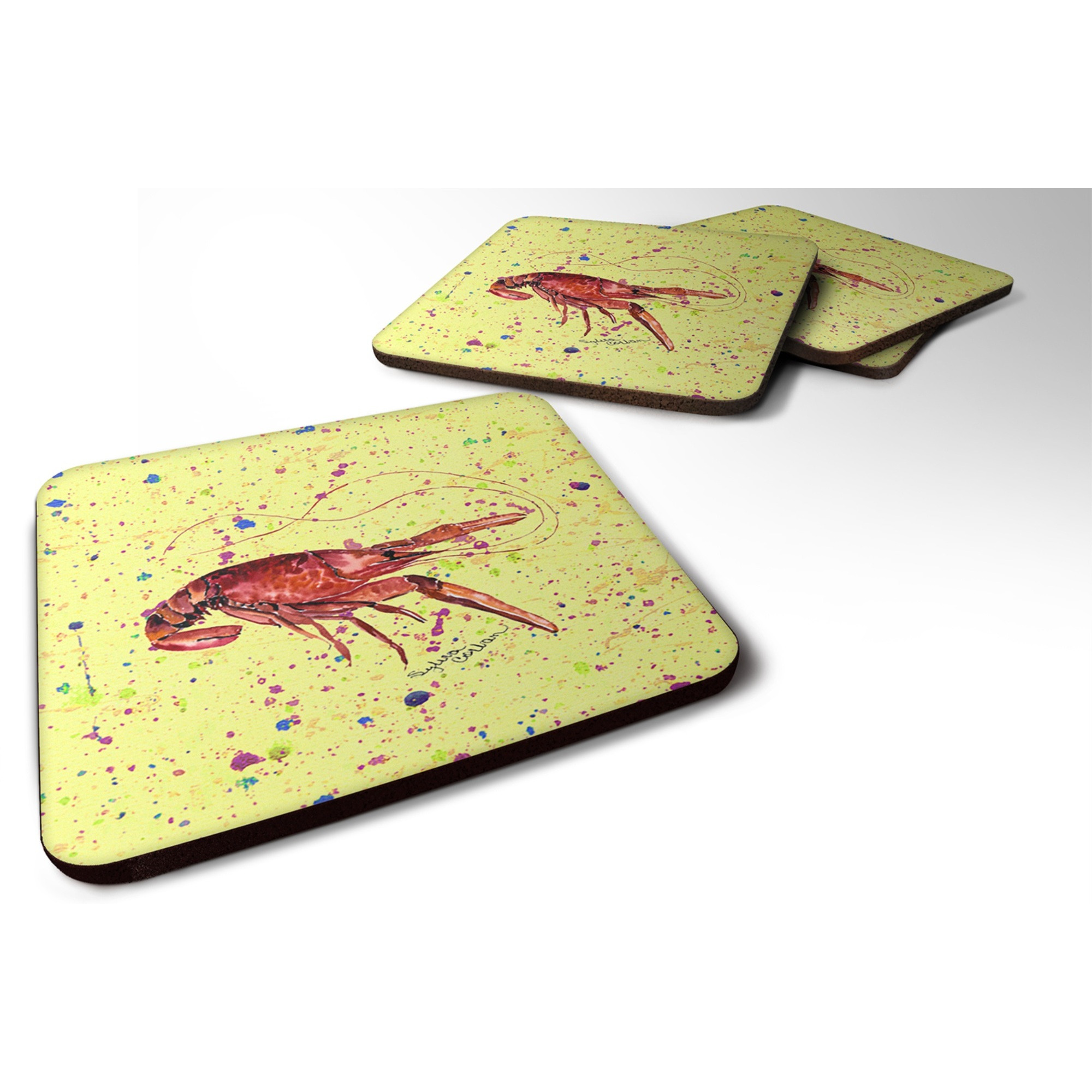 &quotCaroline's Treasures 8451FC Crawfish Foam Coasters (Set of 4), 3.5"" H x 3.5"" W, Multicolor"