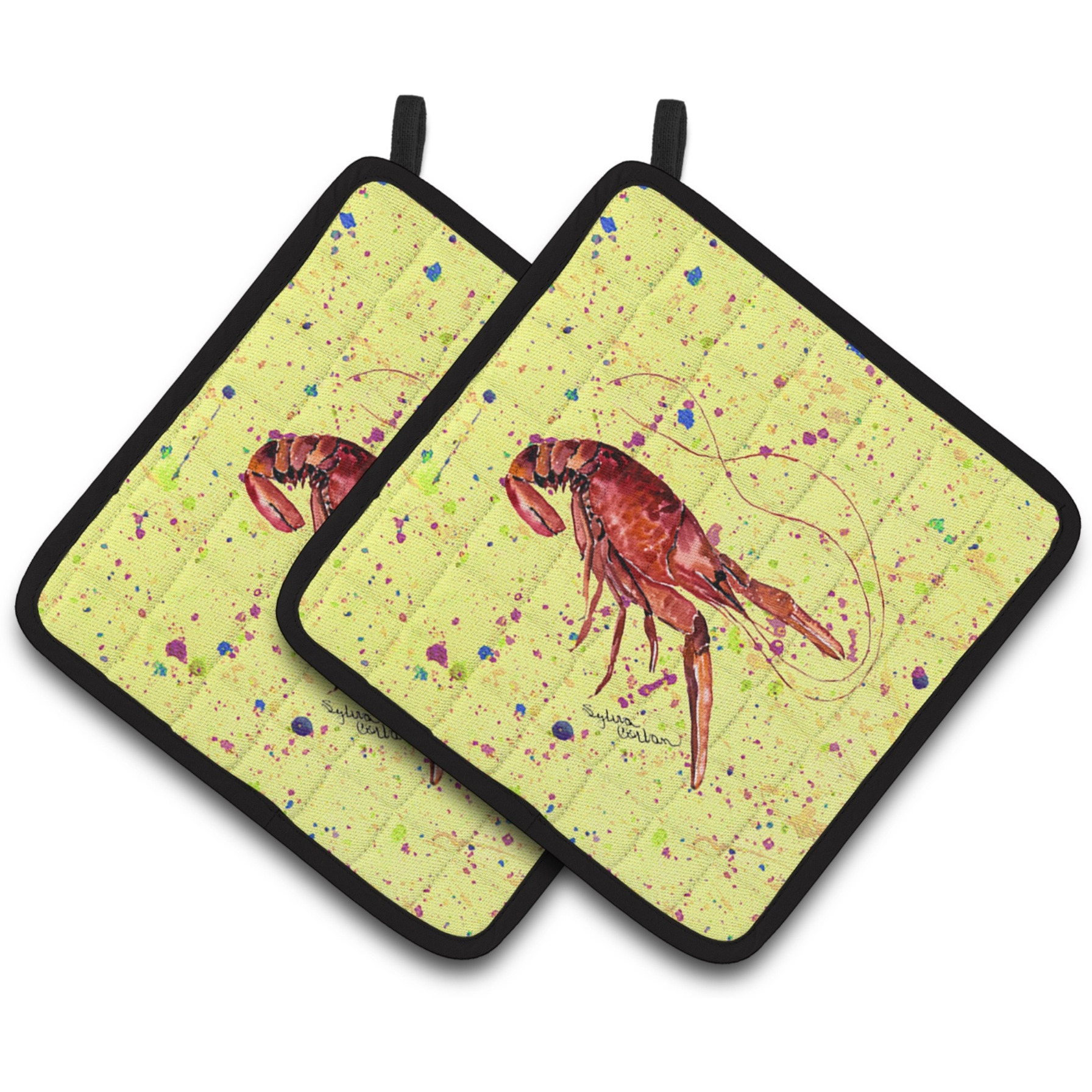 &quotCaroline's Treasures Crawfish Pair of Pot Holders 8451PTHD, 7.5HX7.5W, Multicolor"