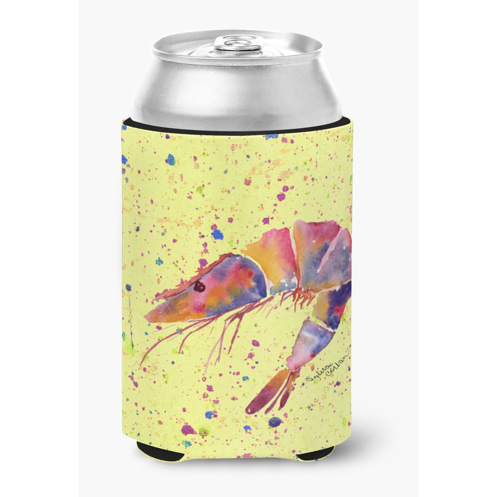 Shrimp on yellow Can or Bottle Beverage Insulator Hugger