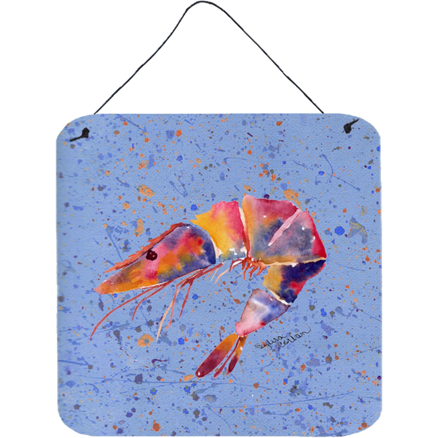 &quotCaroline's Treasures 8455DS66 Shrimp Aluminum Metal Wall or Door Hanging Prints, 6 x 6"", Multicolor"