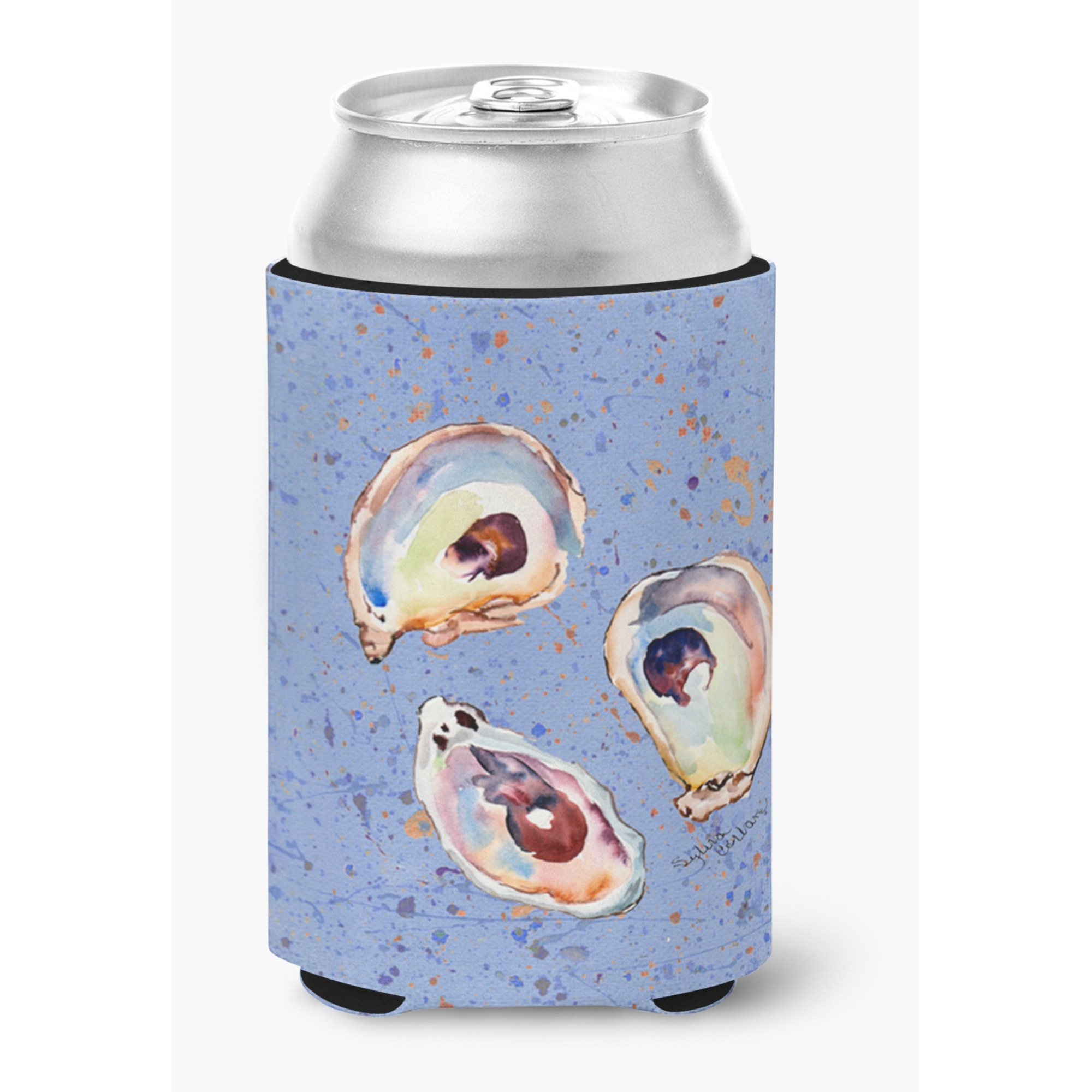 Oyster on blue Can or Bottle Beverage Insulator Hugger