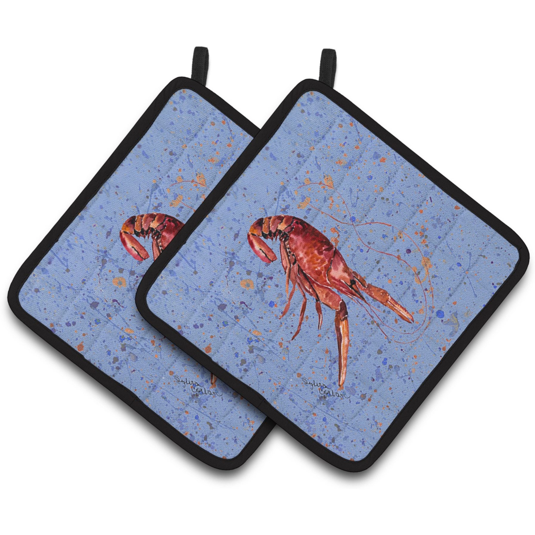 &quotCaroline's Treasures Crawfish Pair of Pot Holders 8458PTHD, 7.5HX7.5W, Multicolor"