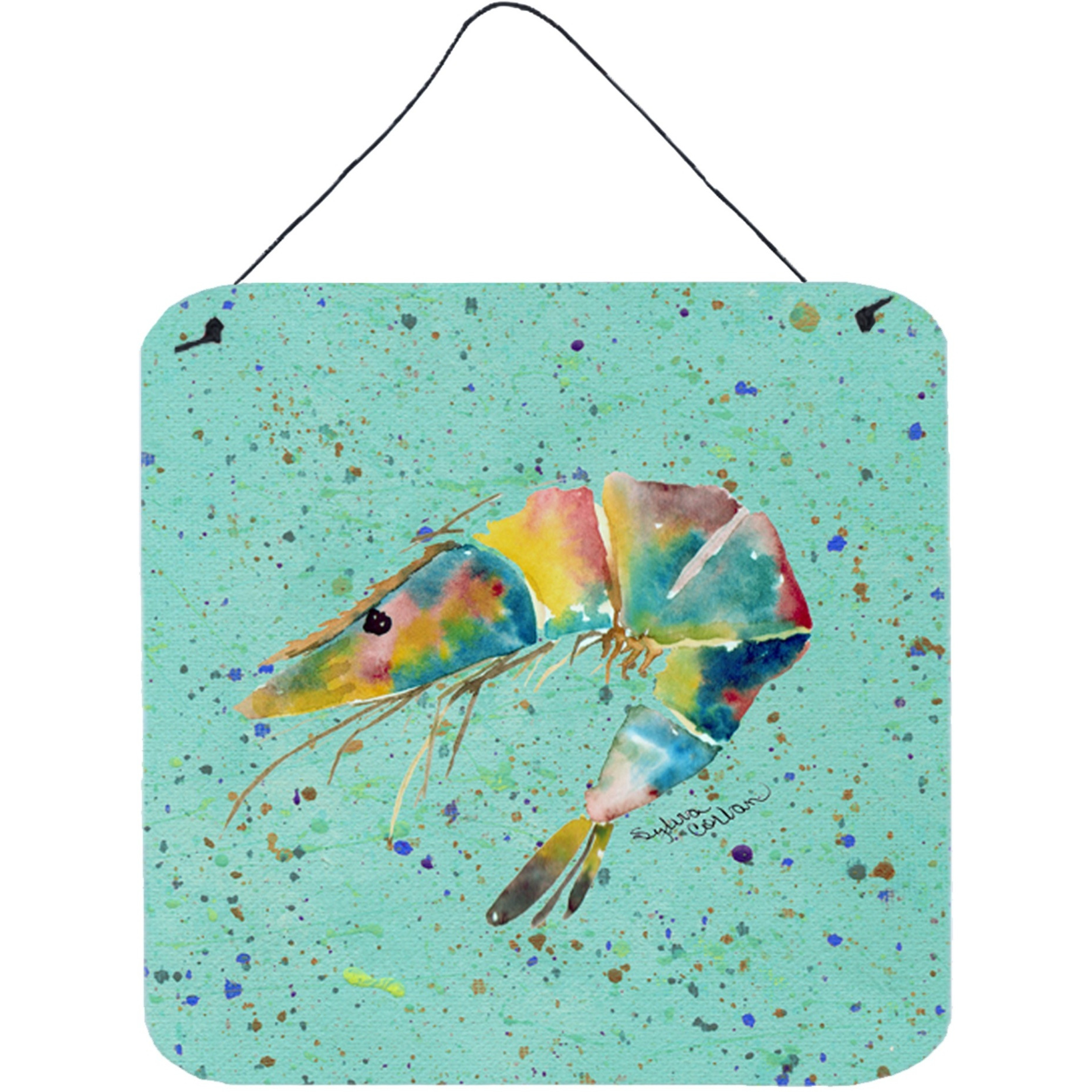 &quotCaroline's Treasures 8460DS66 Shrimp Aluminum Metal Wall or Door Hanging Prints, 6 x 6"", Multicolor"