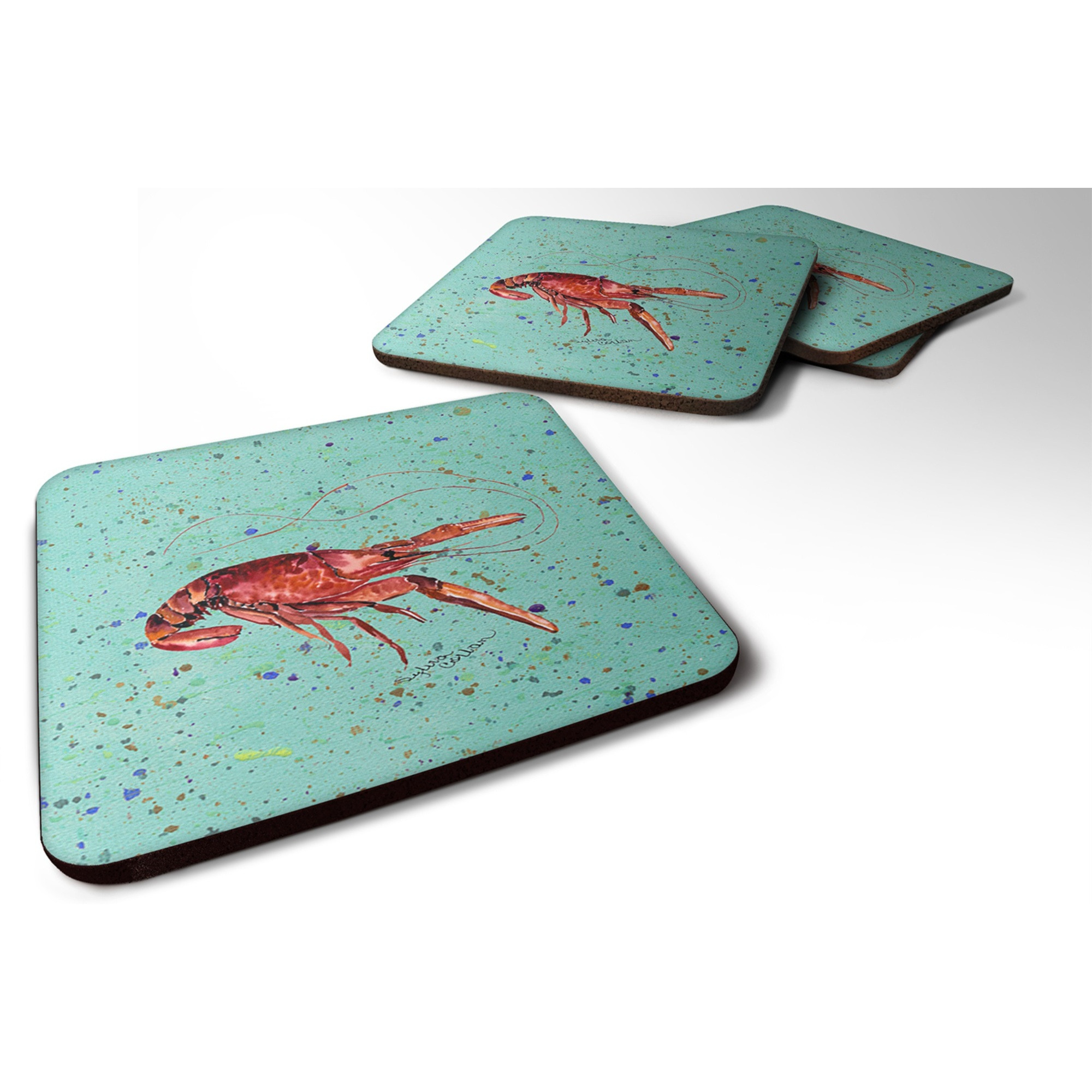 &quotCaroline's Treasures 8461FC Crawfish Foam Coasters (Set of 4), 3.5"" H x 3.5"" W, Multicolor"