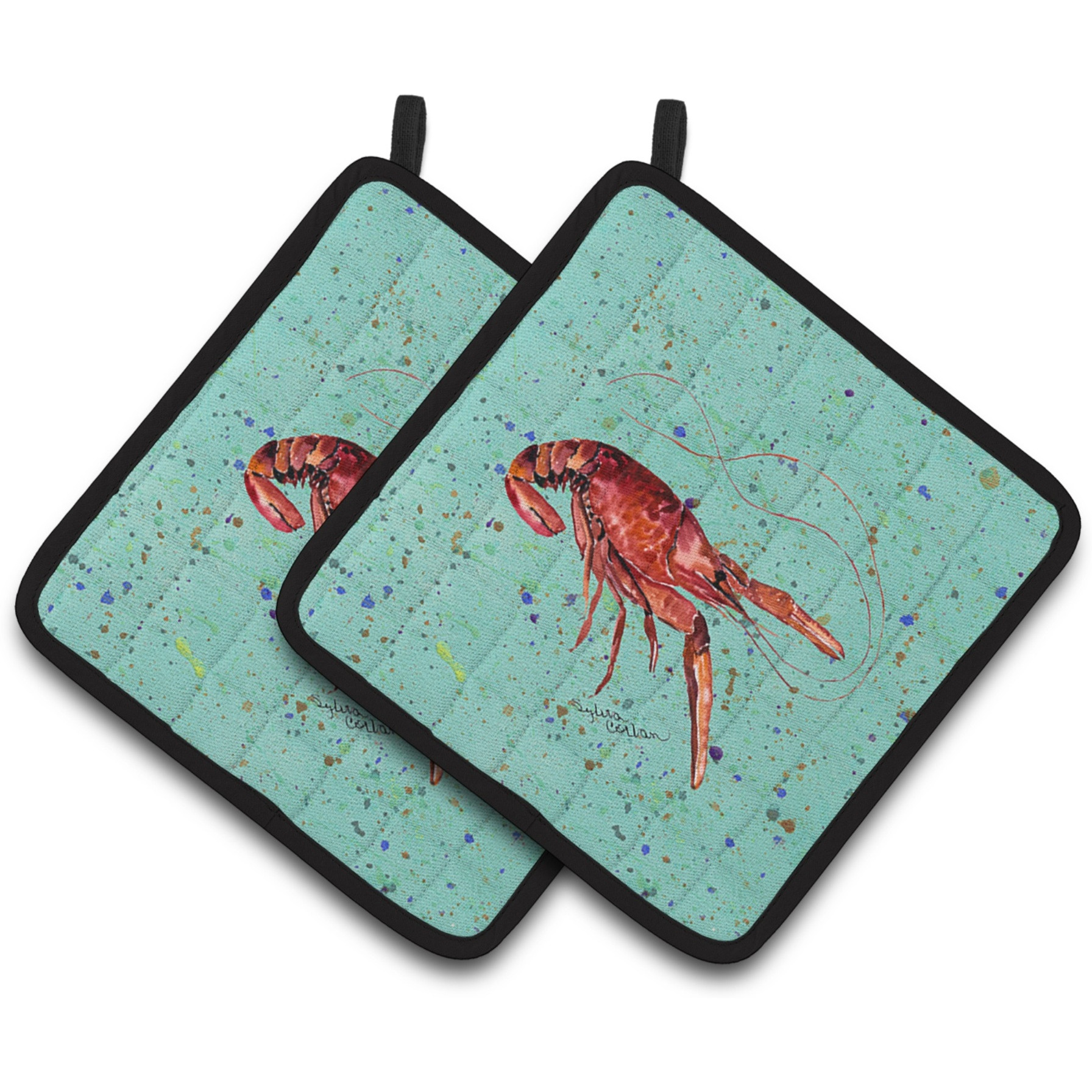 &quotCaroline's Treasures Crawfish Pair of Pot Holders 8461PTHD, 7.5HX7.5W, Multicolor"