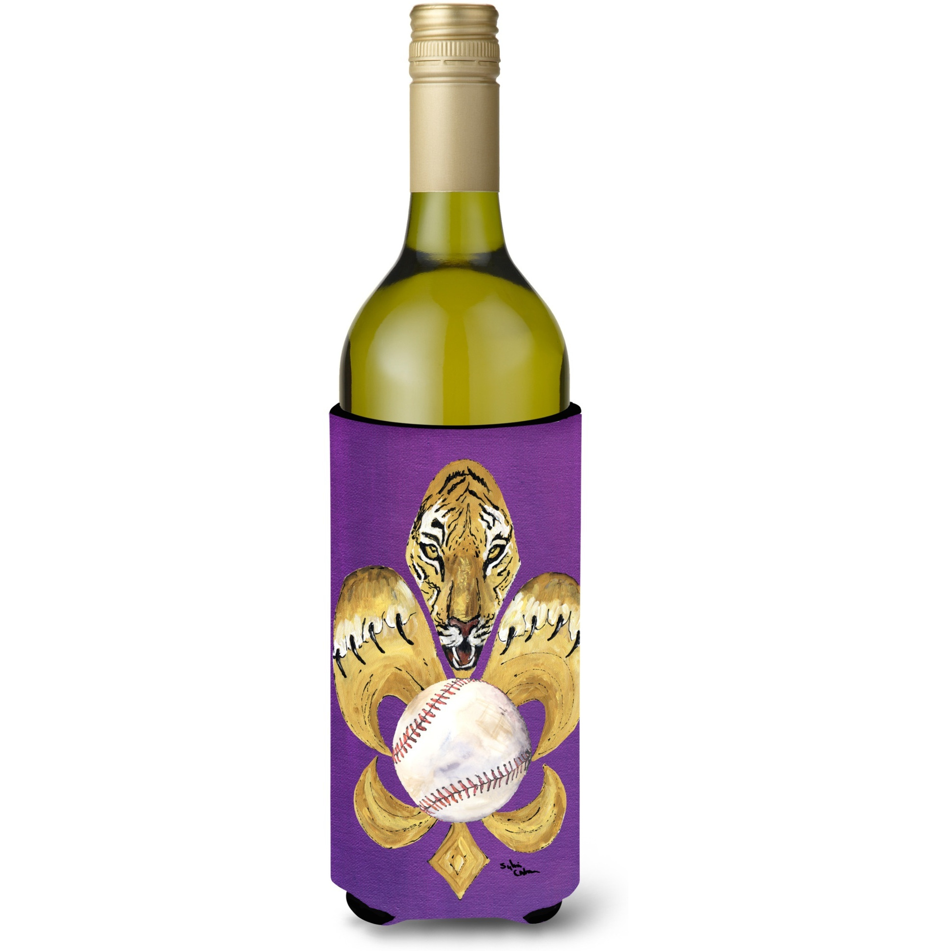 Tiger Fleur de lis Baseball Wine Bottle Beverage Insulator Beverage Insulator Hugger