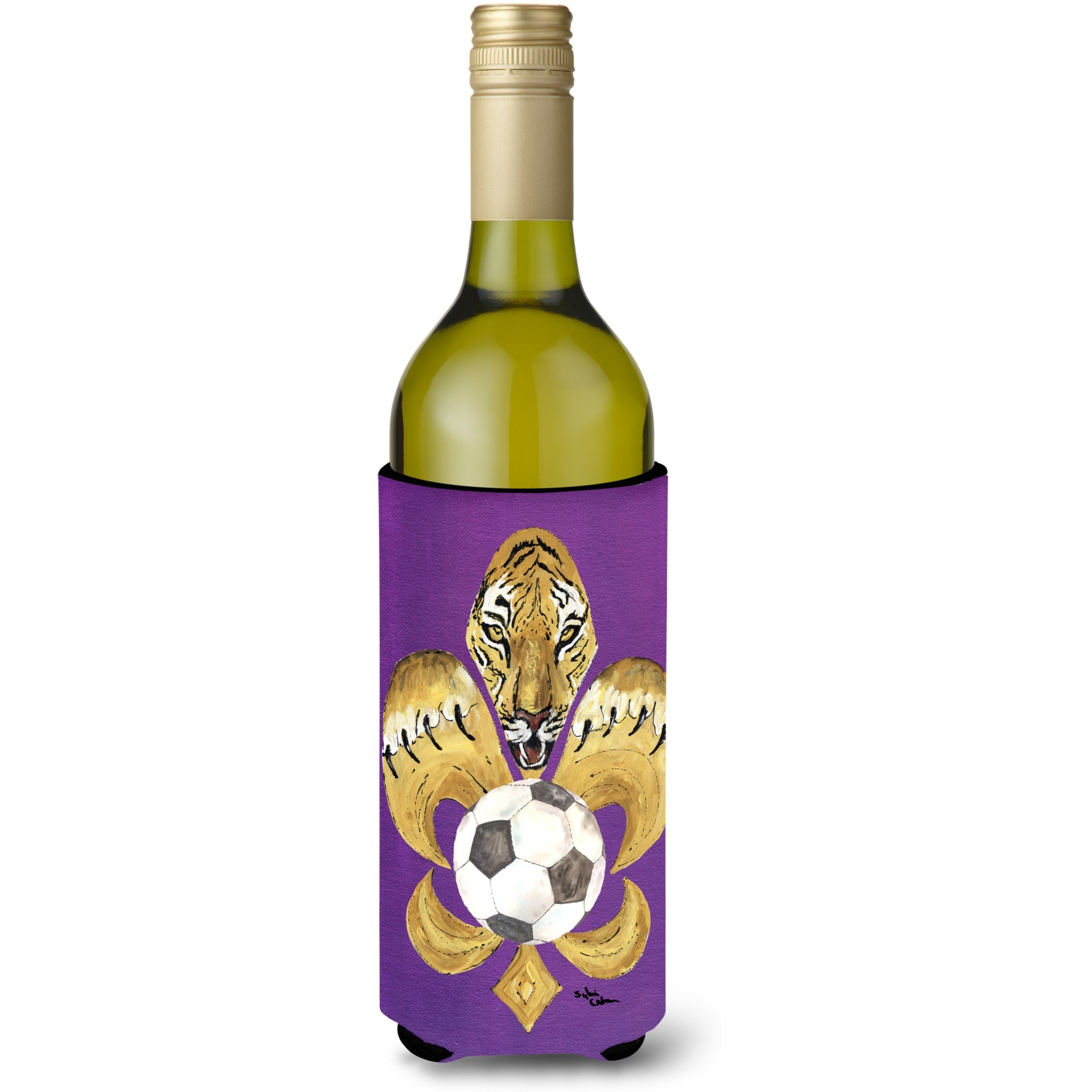 Tiger Fleur de lis Soccer Wine Bottle Beverage Insulator Beverage Insulator Hugger