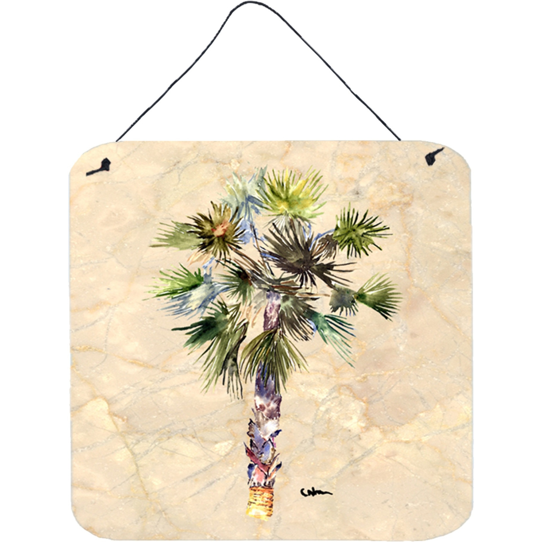 &quotCaroline's Treasures 8481DS66 Tree-Palm Tree Aluminum Metal Wall or Door Hanging Prints, 6 x 6"", Multicolor"