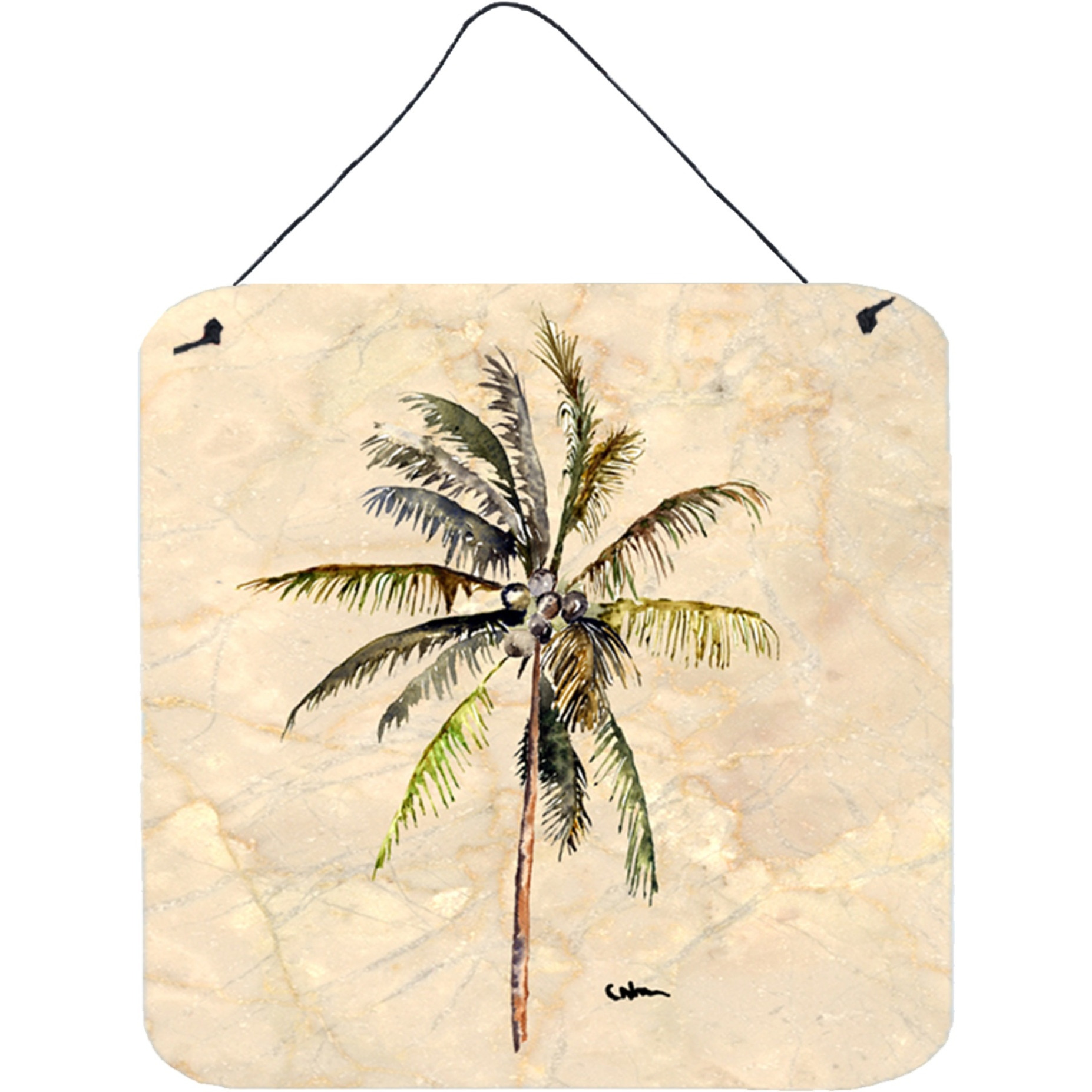 &quotCaroline's Treasures 8482DS66 Tree-Palm Tree Aluminum Metal Wall or Door Hanging Prints, 6 x 6"", Multicolor"