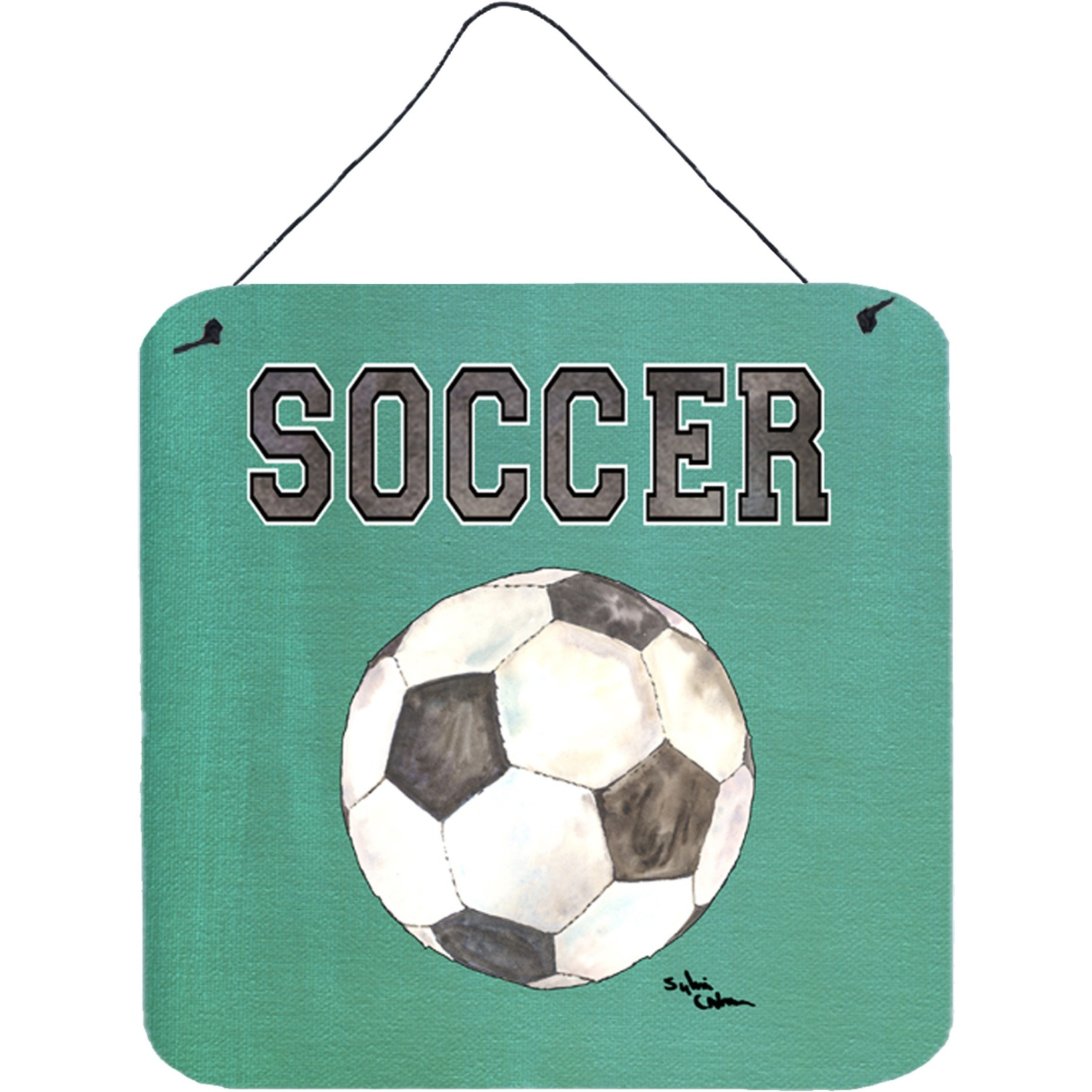 &quotCaroline's Treasures Soccer Aluminum Metal Wall or Door Hanging Prints, 6 x 6"", Multicolor"