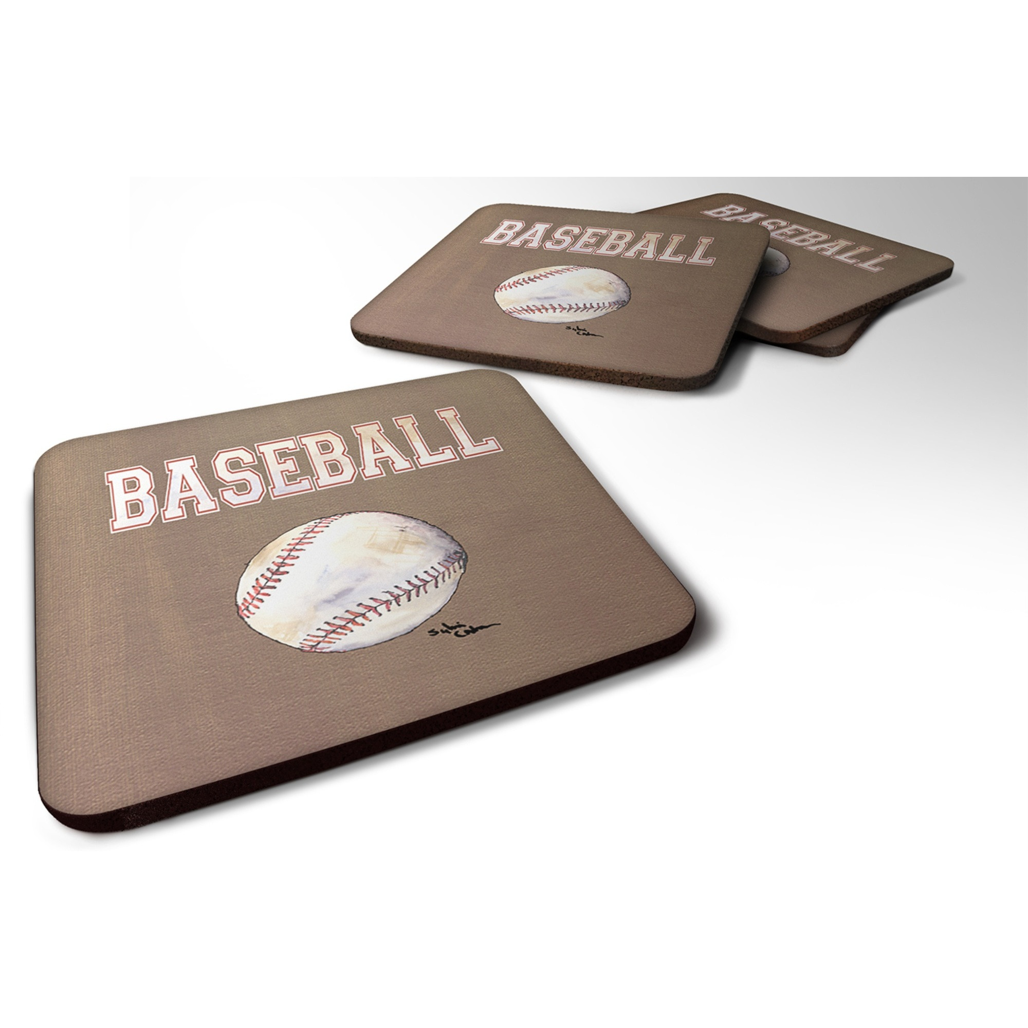 &quotCaroline's Treasures 8485FC Baseball Foam Coasters (Set of 4), 3.5"" H x 3.5"" W, Multicolor"