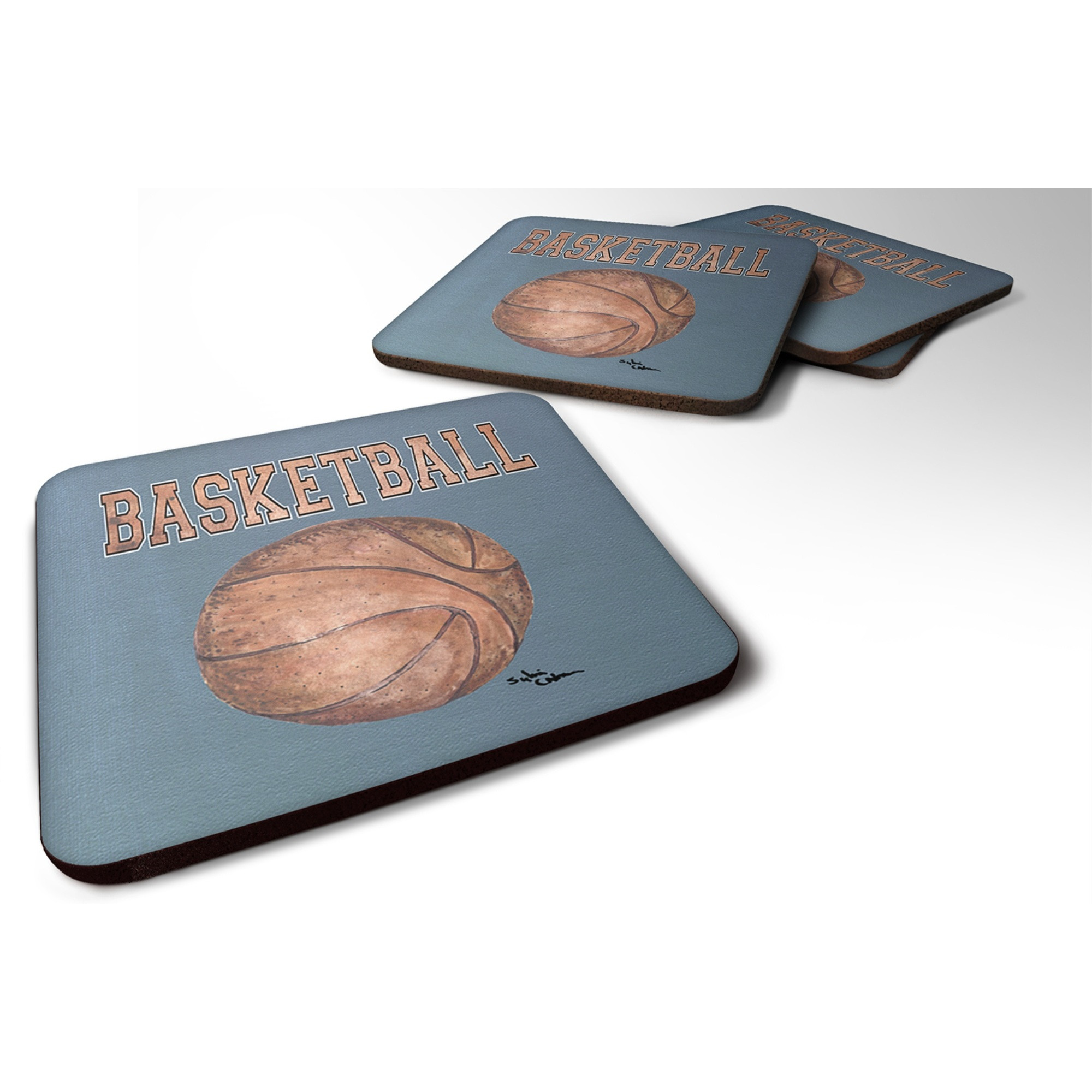 &quotCaroline's Treasures 8486FC Basketball Foam Coasters (Set of 4), 3.5"" H x 3.5"" W, Multicolor"