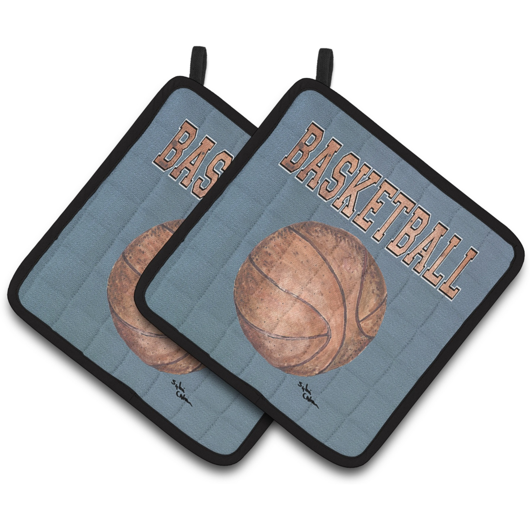 &quotCaroline's Treasures Basketball Pair of Pot Holders 8486PTHD, 7.5HX7.5W, Multicolor"