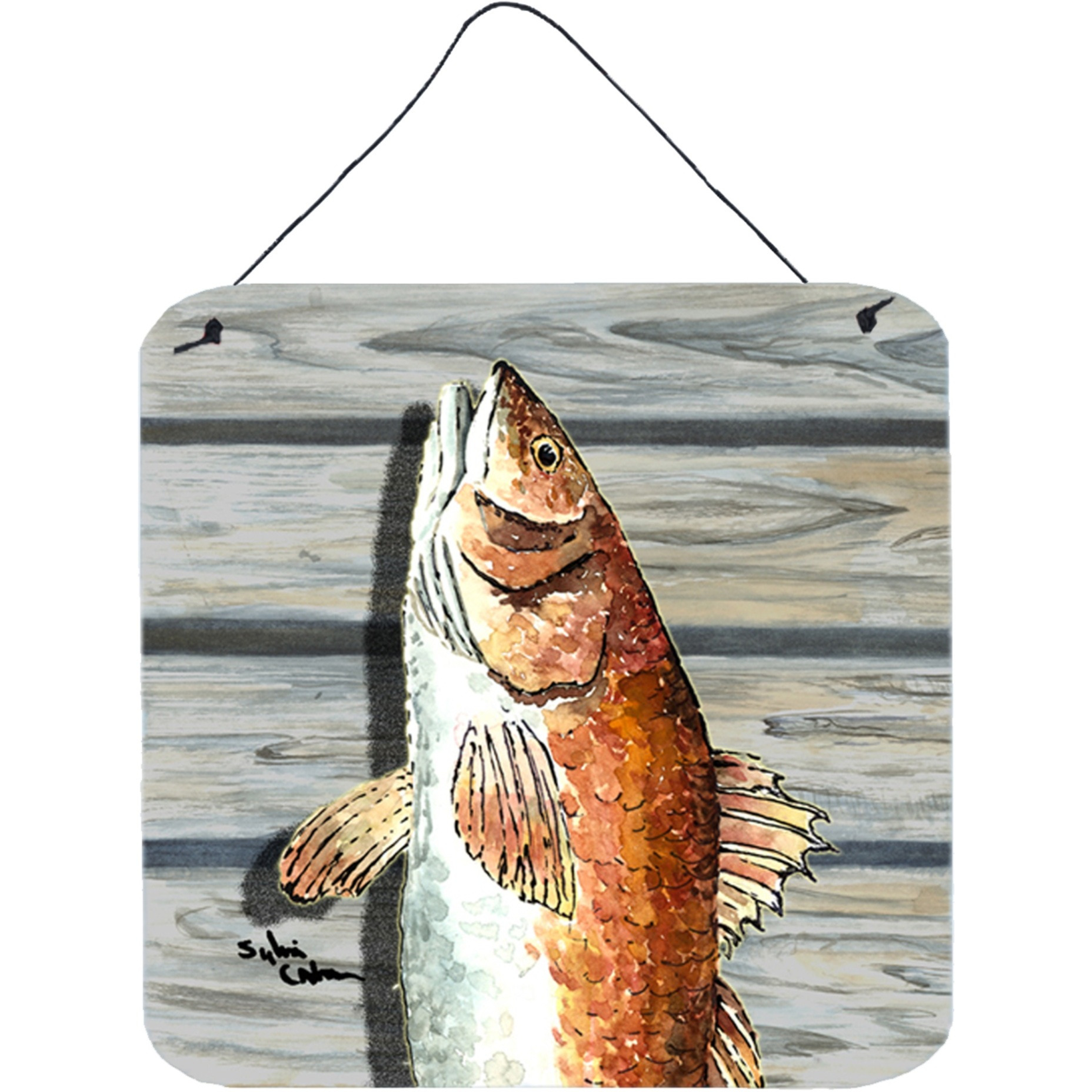 &quotCaroline's Treasures Red Fish Aluminum Metal Wall or Door Hanging Prints, 6 x 6"", Multicolor"