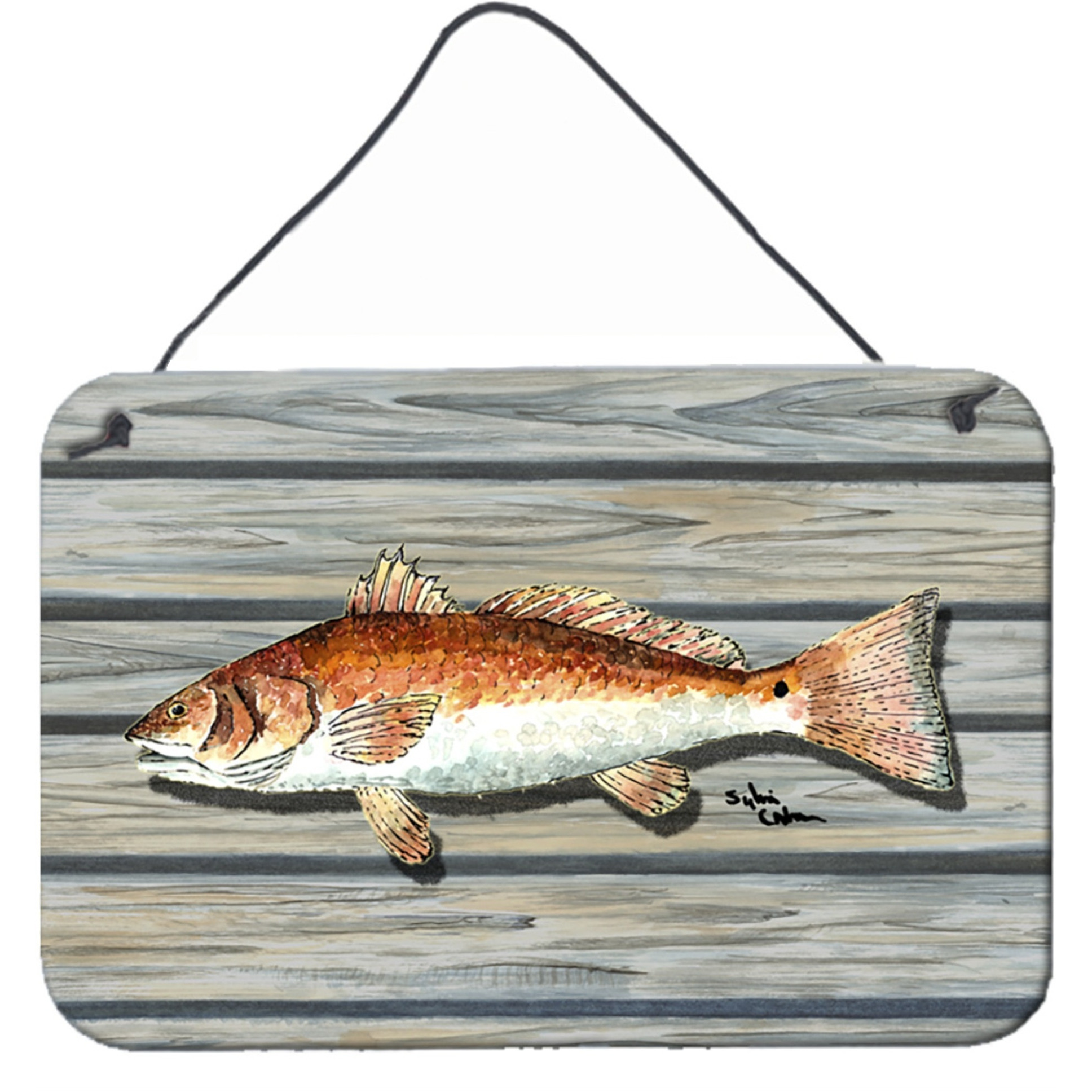 &quotCaroline's Treasures 8489DS812 Red Fish Aluminum Metal Wall or Door Hanging Prints, 8 x 12"""
