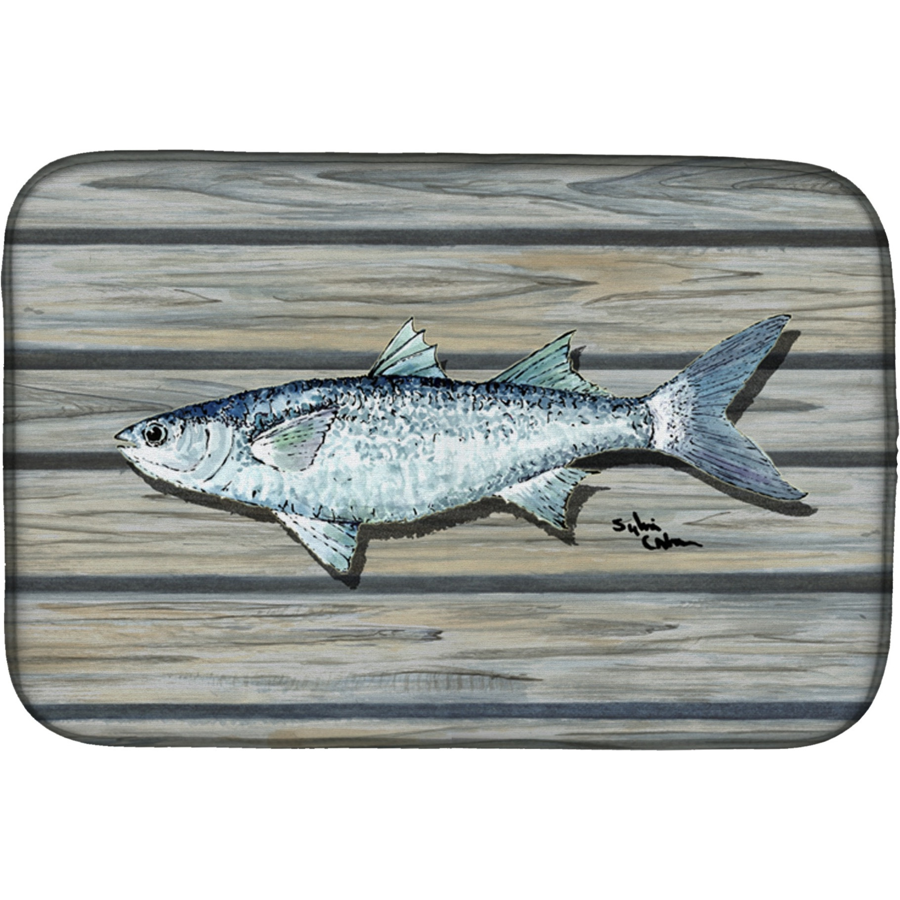 &quotCaroline's Treasures Fish Mullet Dish Drying Mat, 14"" x 21"", Multicolor"