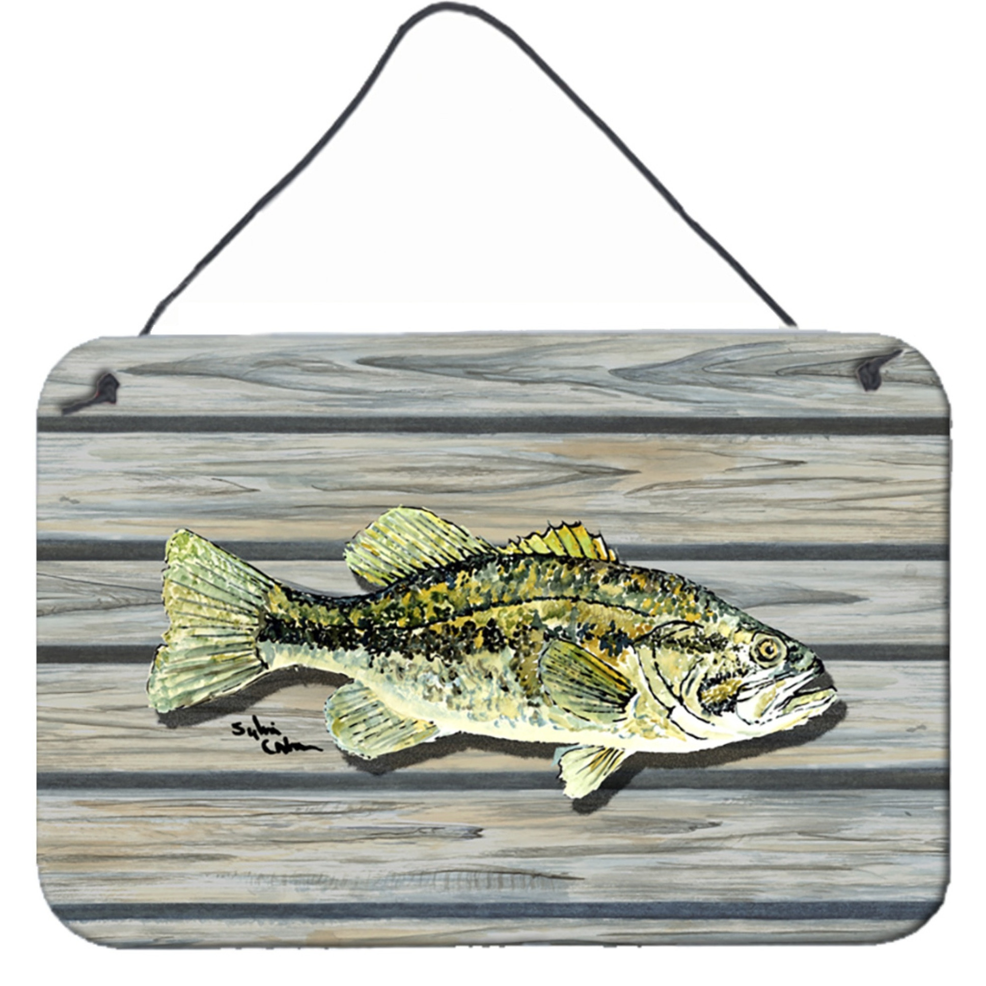 &quotCaroline's Treasures Fish Bass Small Mouth Aluminum Metal Wall or Door Hanging Prints, 8 x 12"""