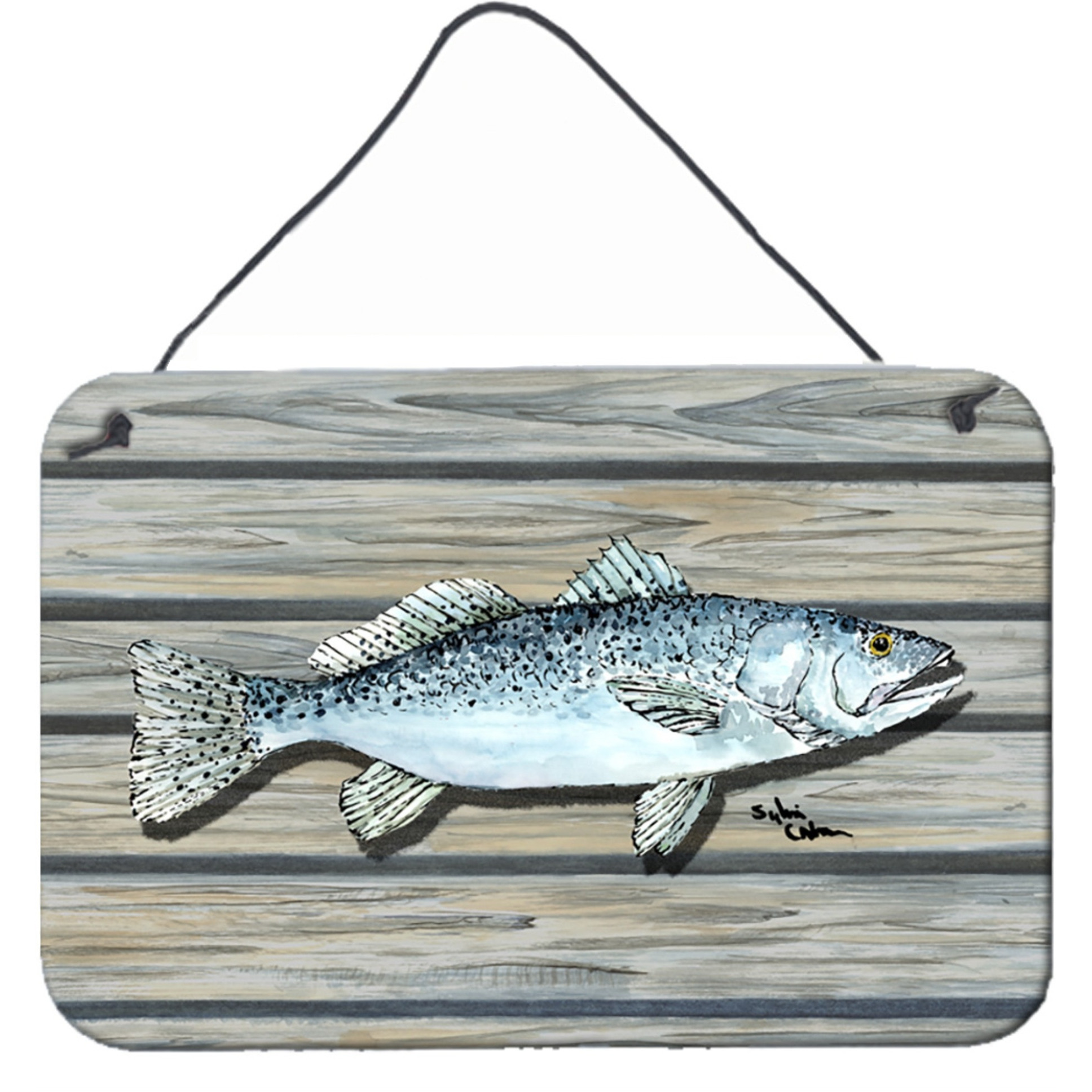 &quotCaroline's Treasures Fish Speckled Trout Aluminum Metal Wall or Door Hanging Prints, 8 x 12"""