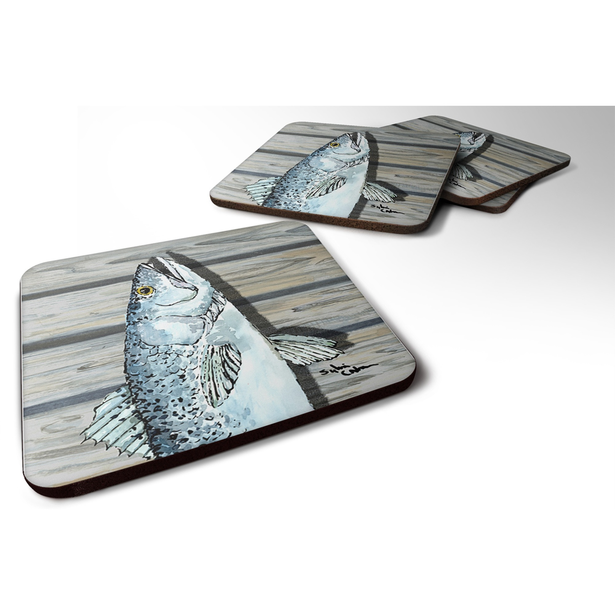 &quotCaroline's Treasures 8494FC Trout Foam Coasters (Set of 4), 3.5"" H x 3.5"" W, Multicolor"