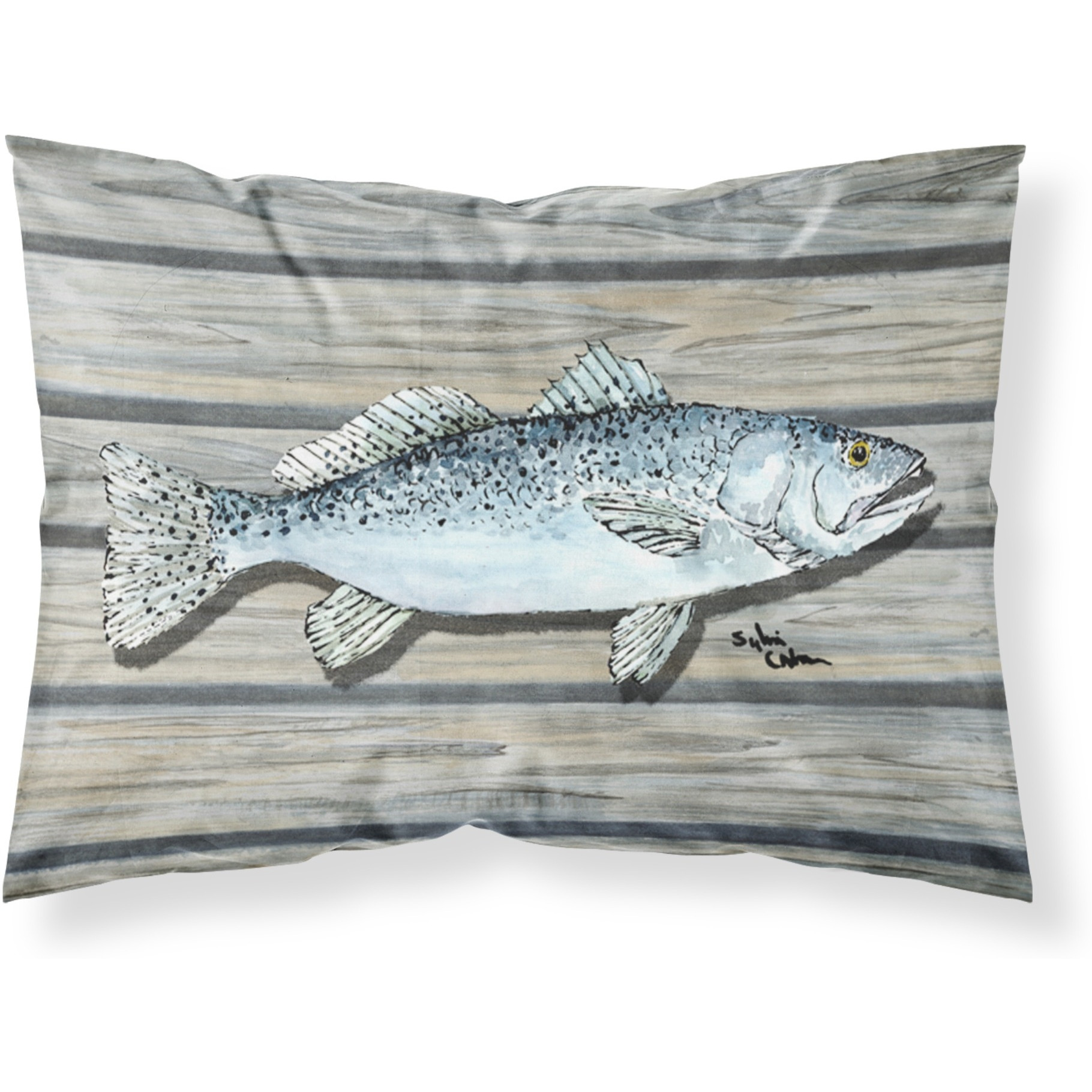&quotCaroline's Treasures 8494PILLOWCASE Fish Speckled Trout Moisture Wicking Fabric Standard Pillowcase, Large, Multicolor"
