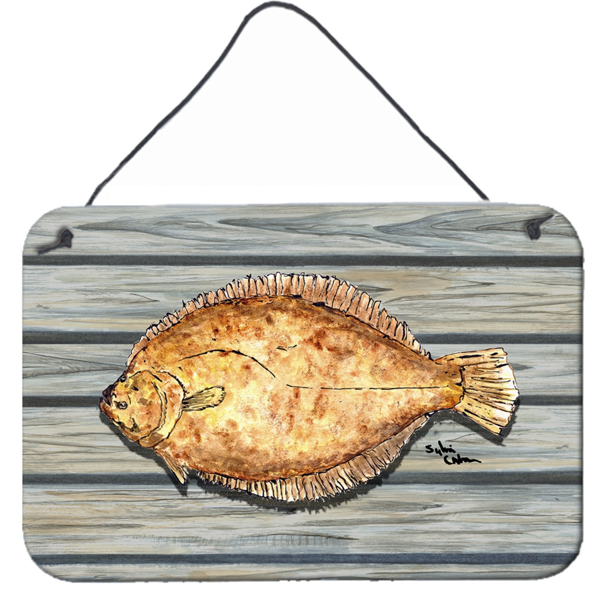 &quotCaroline's Treasures Fish Flounder Aluminum Metal Wall or Door Hanging Prints, 8 x 12"""