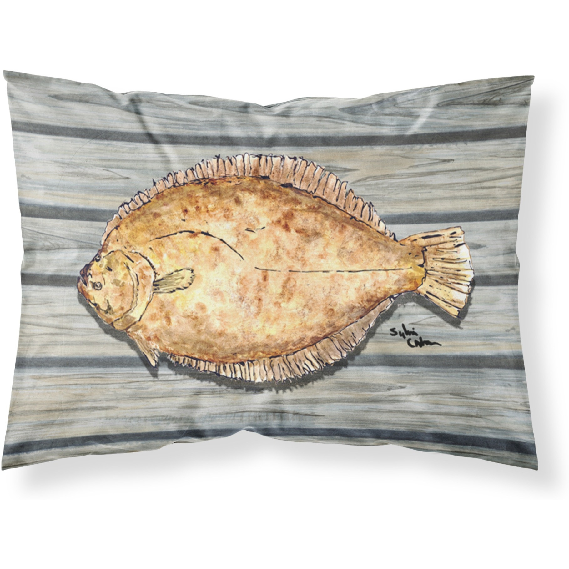&quotCaroline's Treasures 8495PILLOWCASE Fish Flounder Moisture Wicking Fabric Standard Pillowcase, Large, Multicolor"
