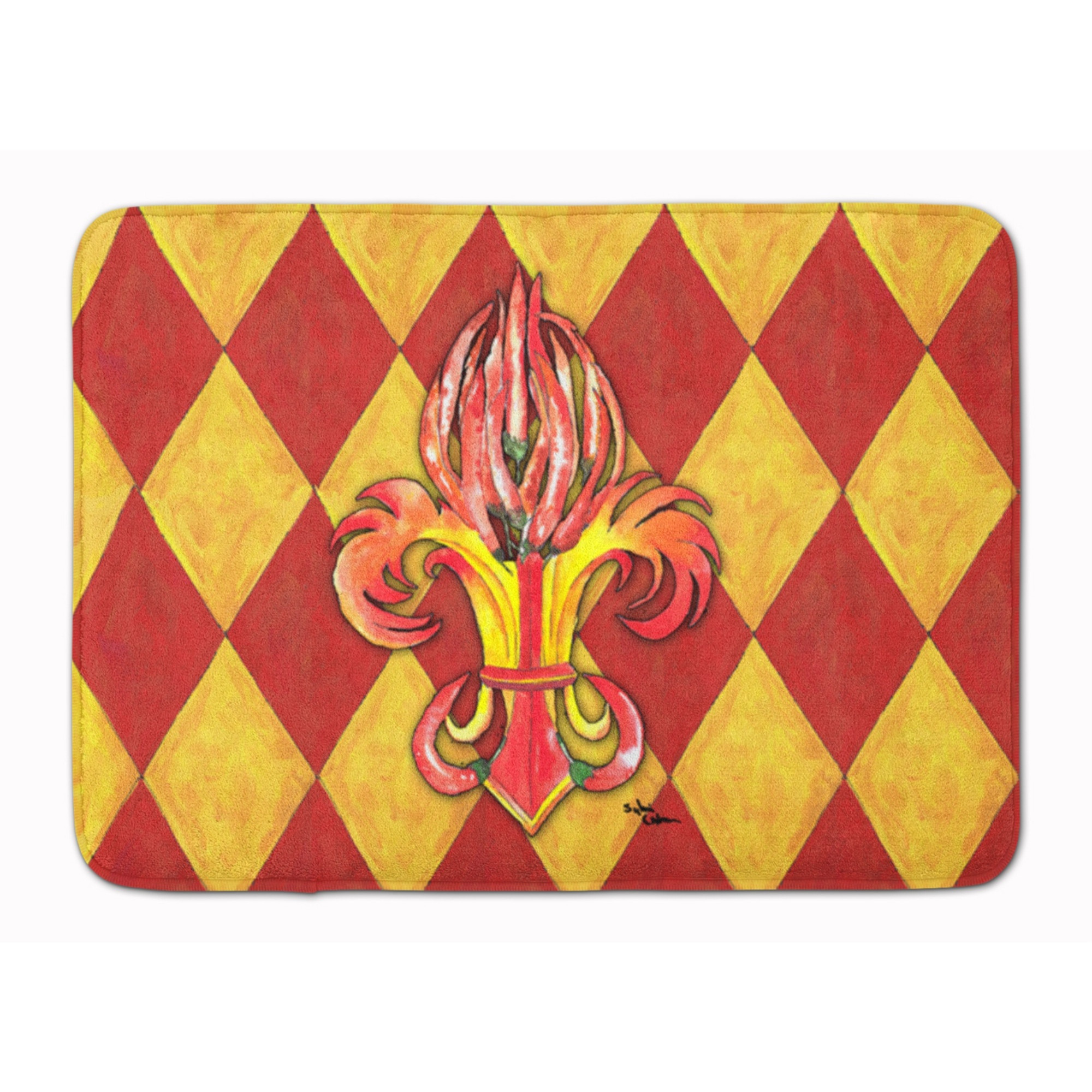 &quotCaroline's Treasures Peppers Fleur de lis Floor Mat, 19"" x 27"", Multicolor"