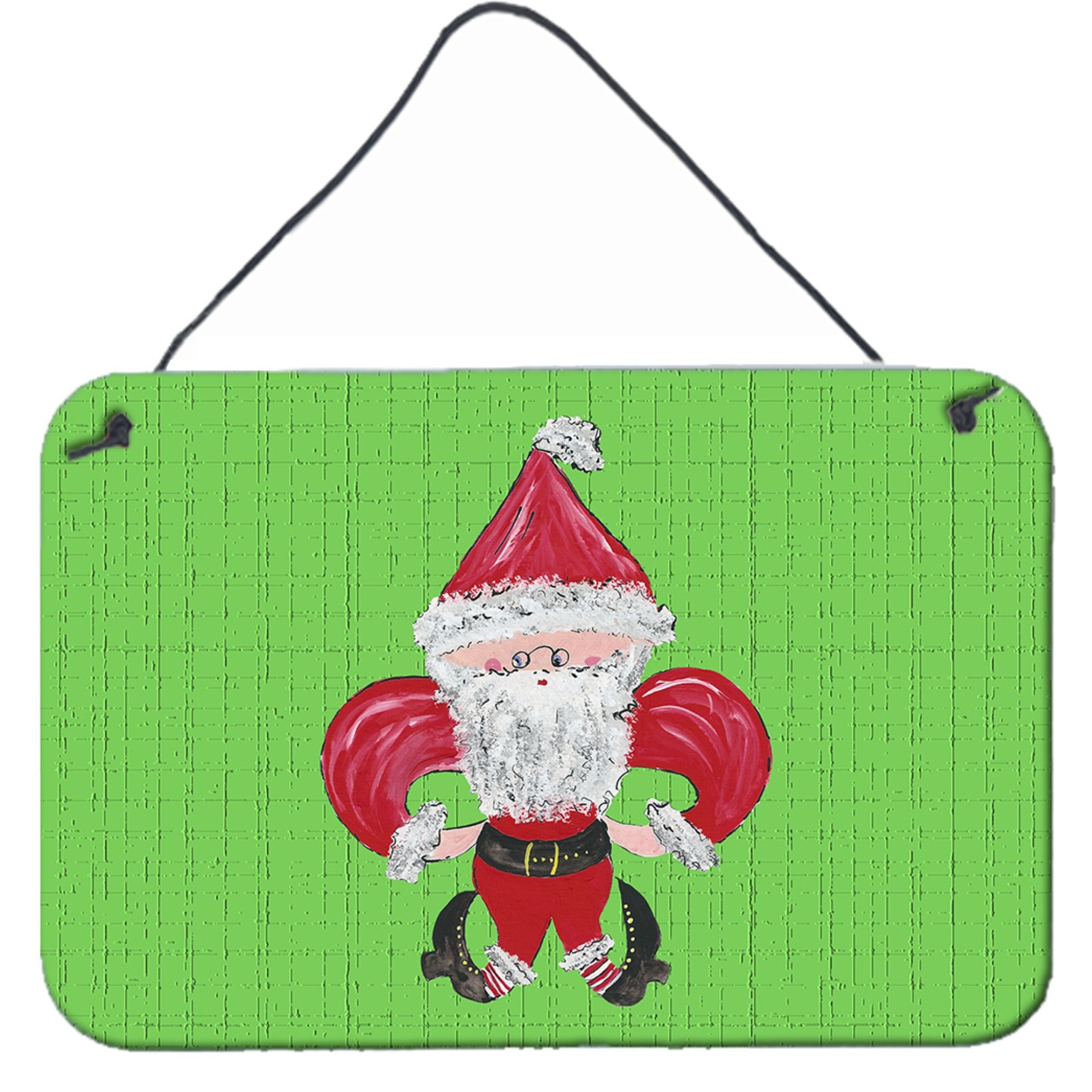 &quotCaroline's Treasures Christmas Fleur De Lis Santa Claus Aluminum Metal Wall or Door Hanging Prints, 8 x 12"""