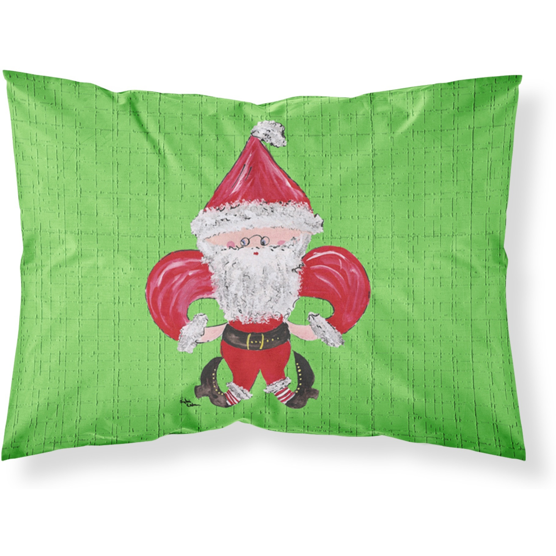 &quotCaroline's Treasures 8500PILLOWCASE Christmas Fleur De Lis Santa Claus Moisture Wicking Fabric Standard Pillowcase, Large, Multicolor"