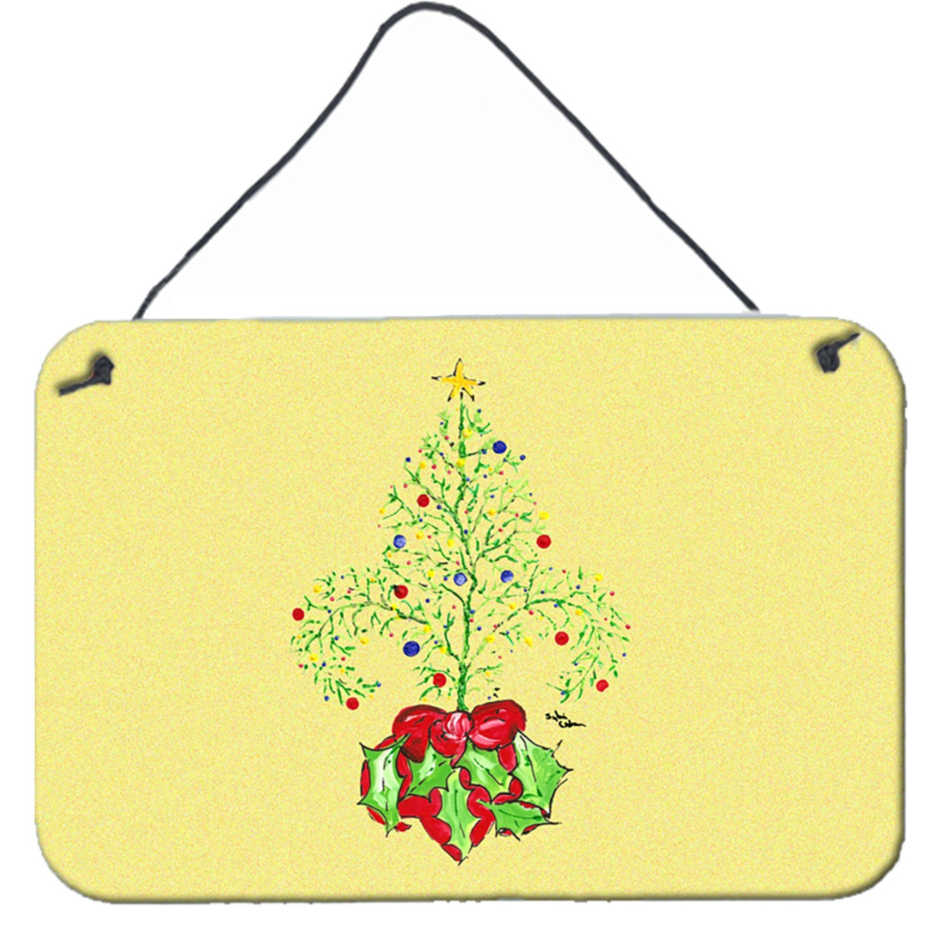&quotCaroline's Treasures Christmas Tree Fleur De Lis Aluminum Metal Wall or Door Hanging Prints, 8 x 12"""