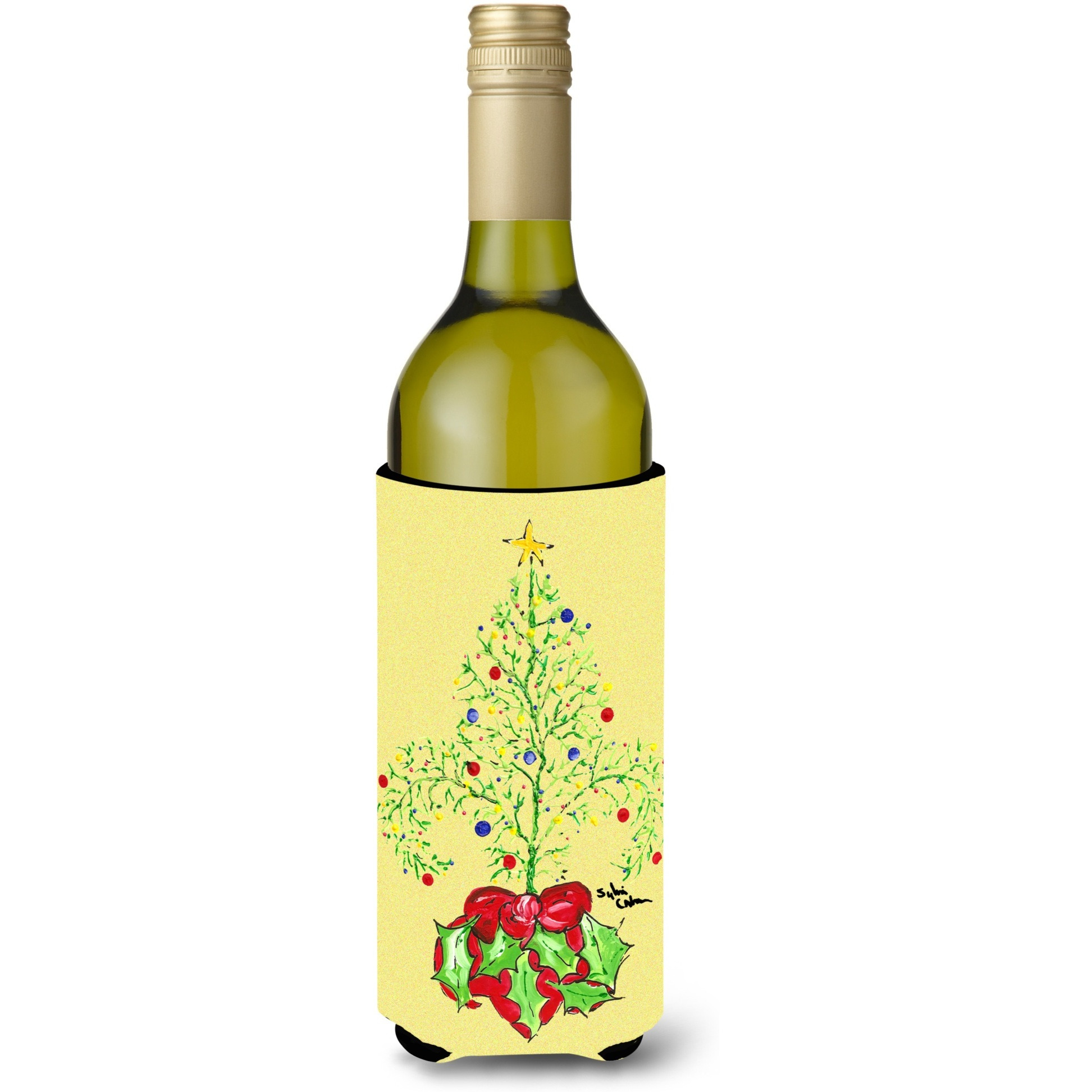 Christmas Tree Fleur de lis Wine Bottle Beverage Insulator Beverage Insulator Hugger