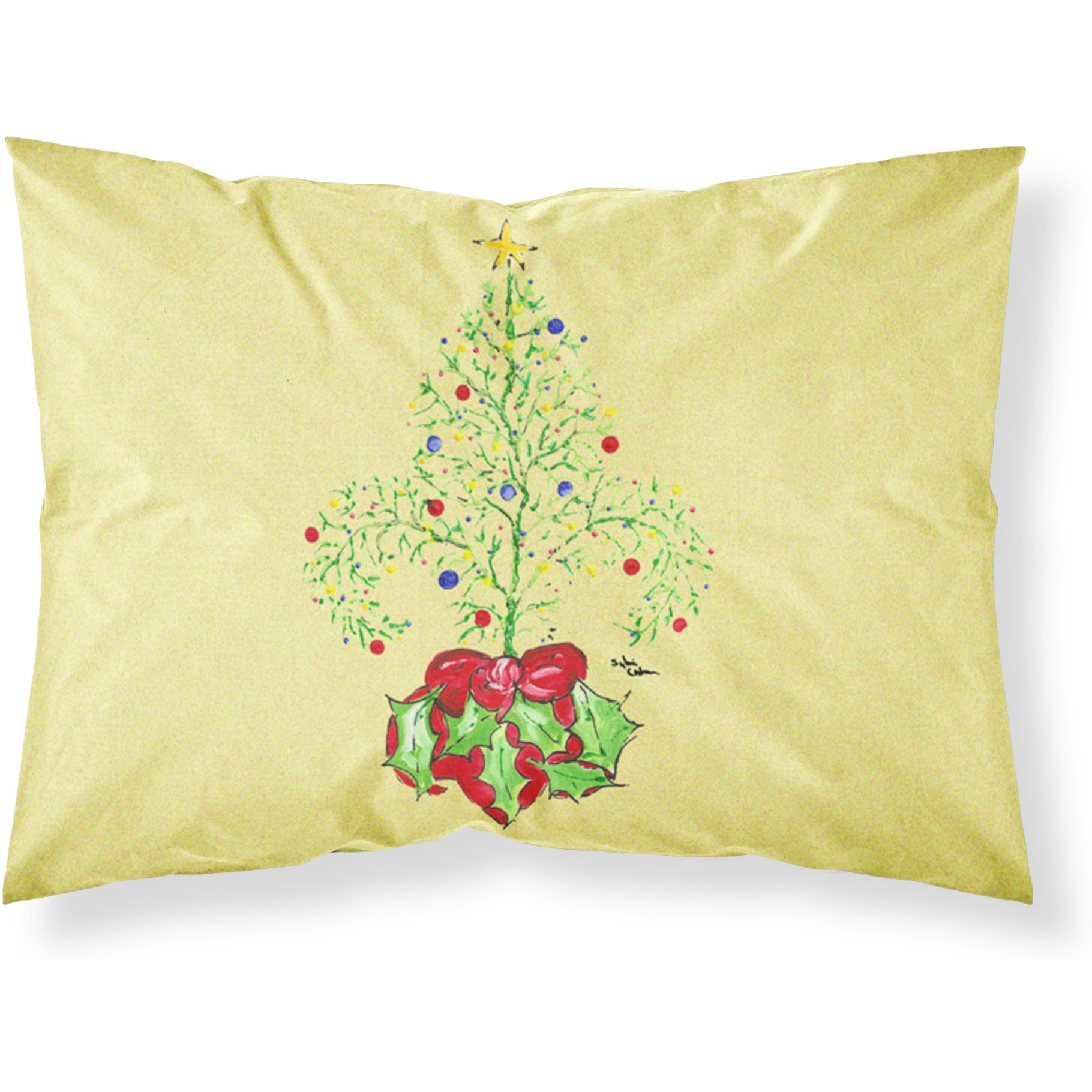 &quotCaroline's Treasures 8501PILLOWCASE Christmas Tree Fleur De Lis Moisture Wicking Fabric Standard Pillowcase, Large, Multicolor"