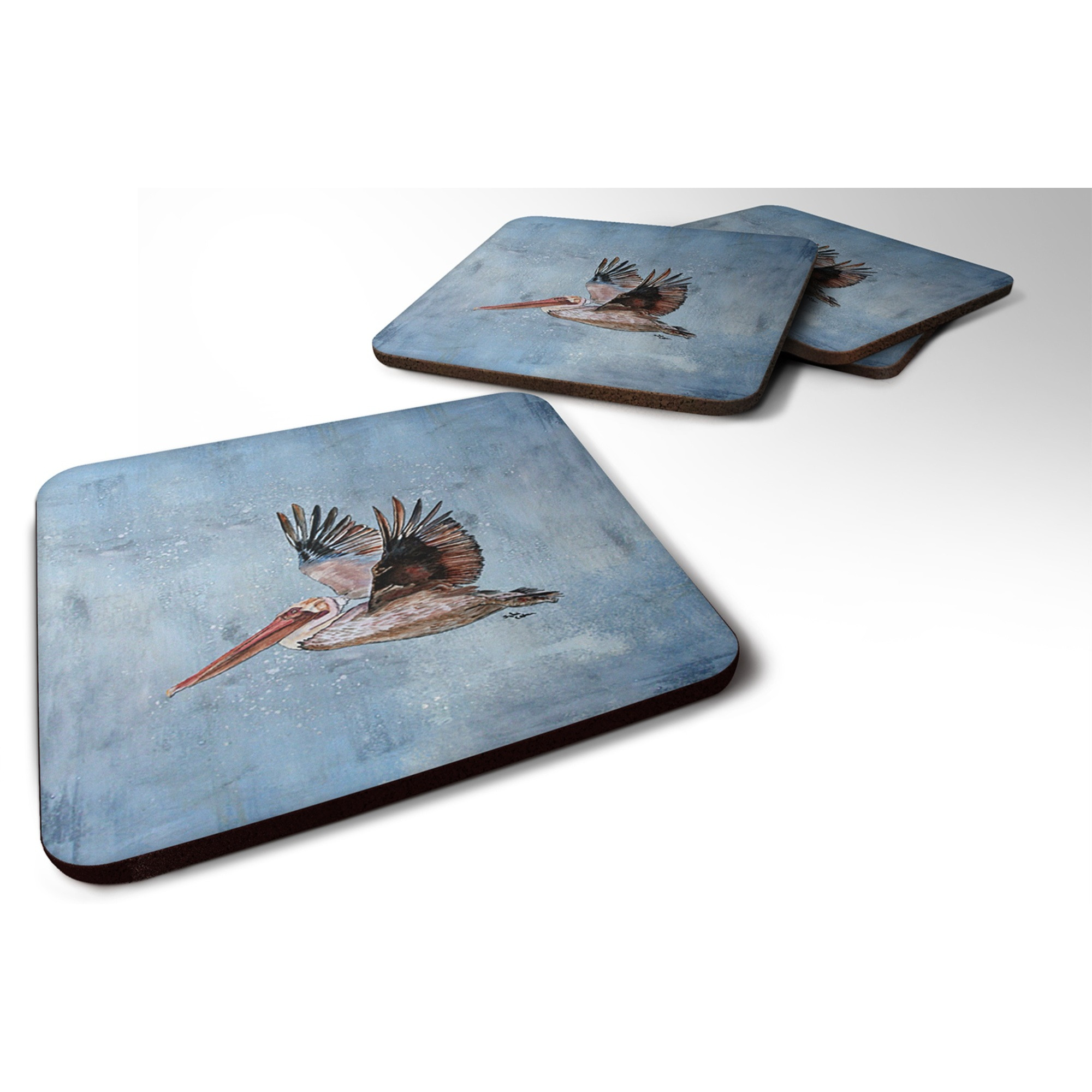 &quotCaroline's Treasures 8506FC Bird-Pelican Foam Coasters (Set of 4), 3.5"" H x 3.5"" W, Multicolor"