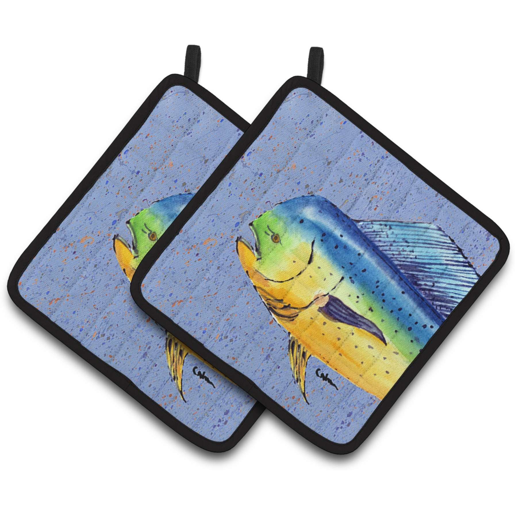 &quotCaroline's Treasures Dolphin Mahi Pair of Pot Holders 8521PTHD, 7.5HX7.5W, Multicolor"