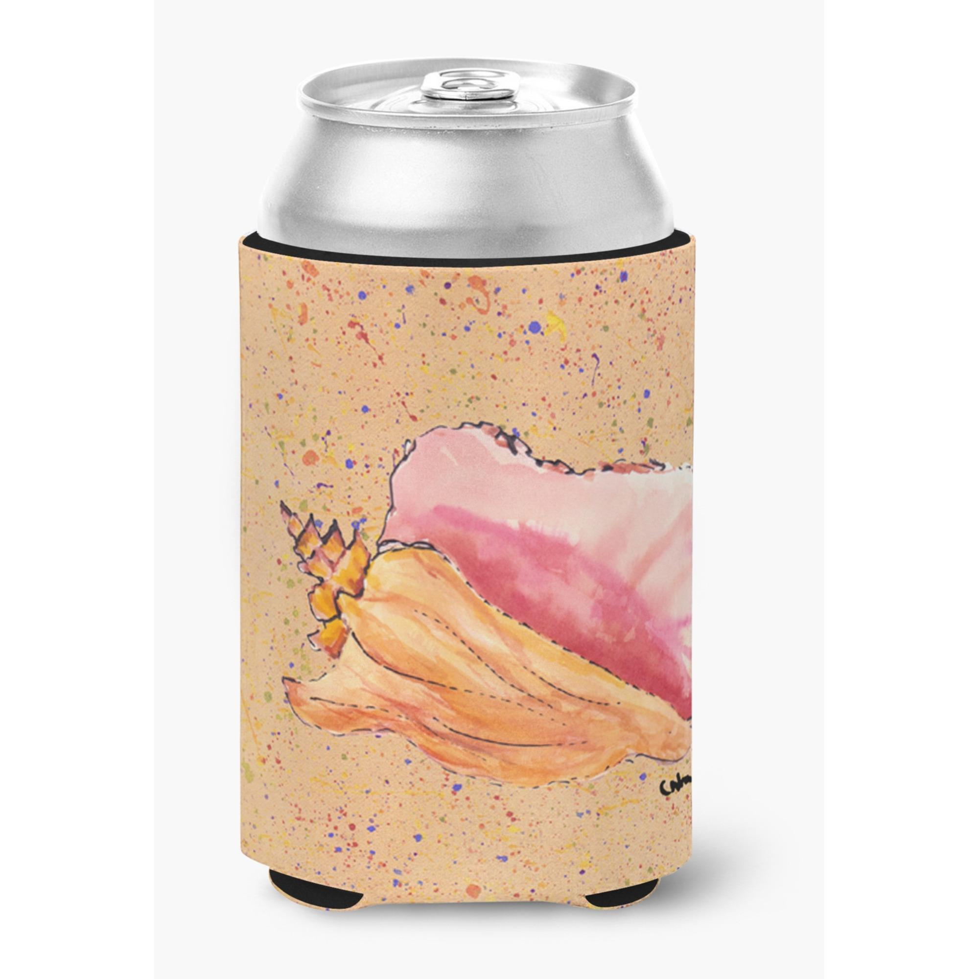 Shell on Coral Can or Bottle Beverage Insulator Hugger