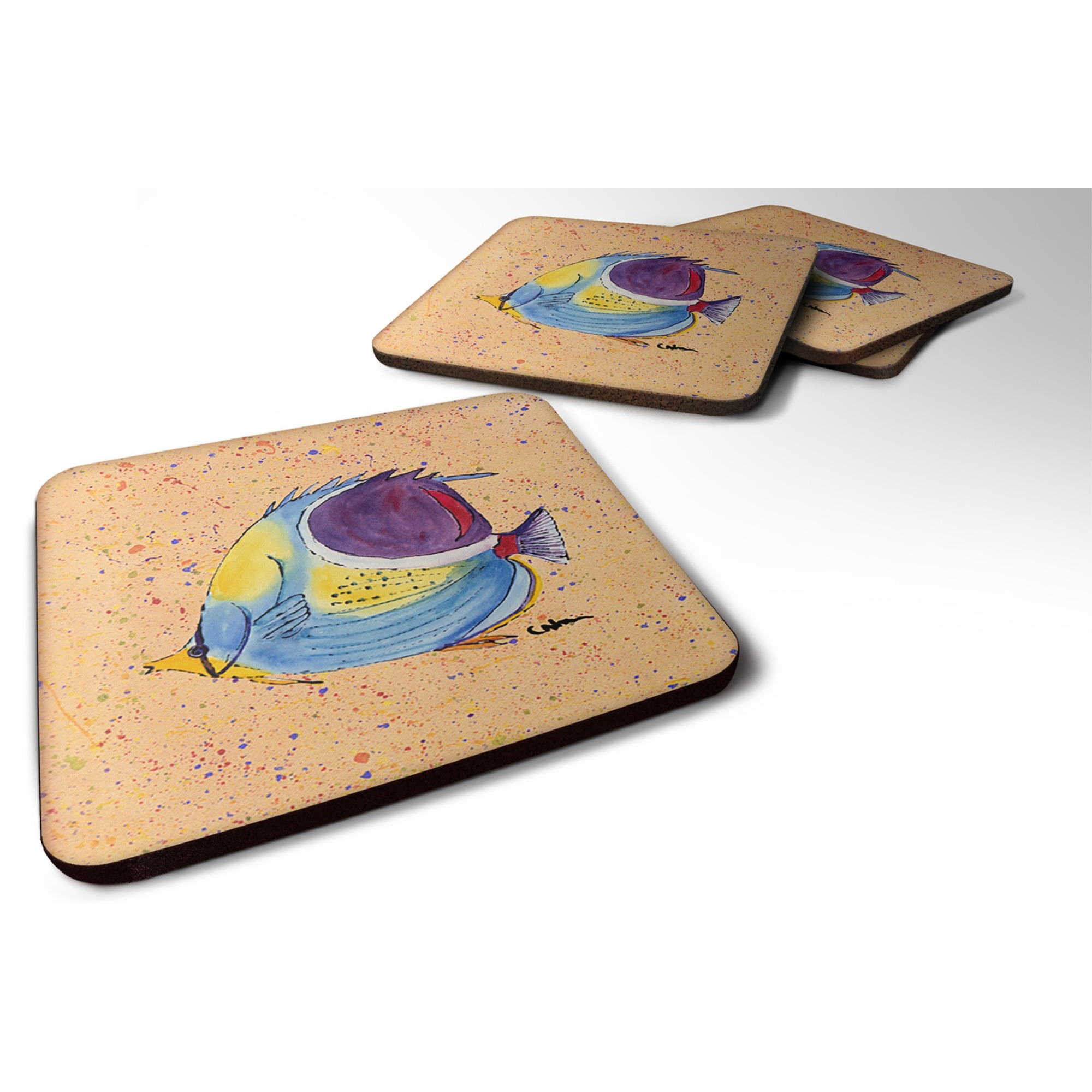 &quotCaroline's Treasures 8529FC Tropical Fish Foam Coasters (Set of 4), 3.5"" H x 3.5"" W, Multicolor"