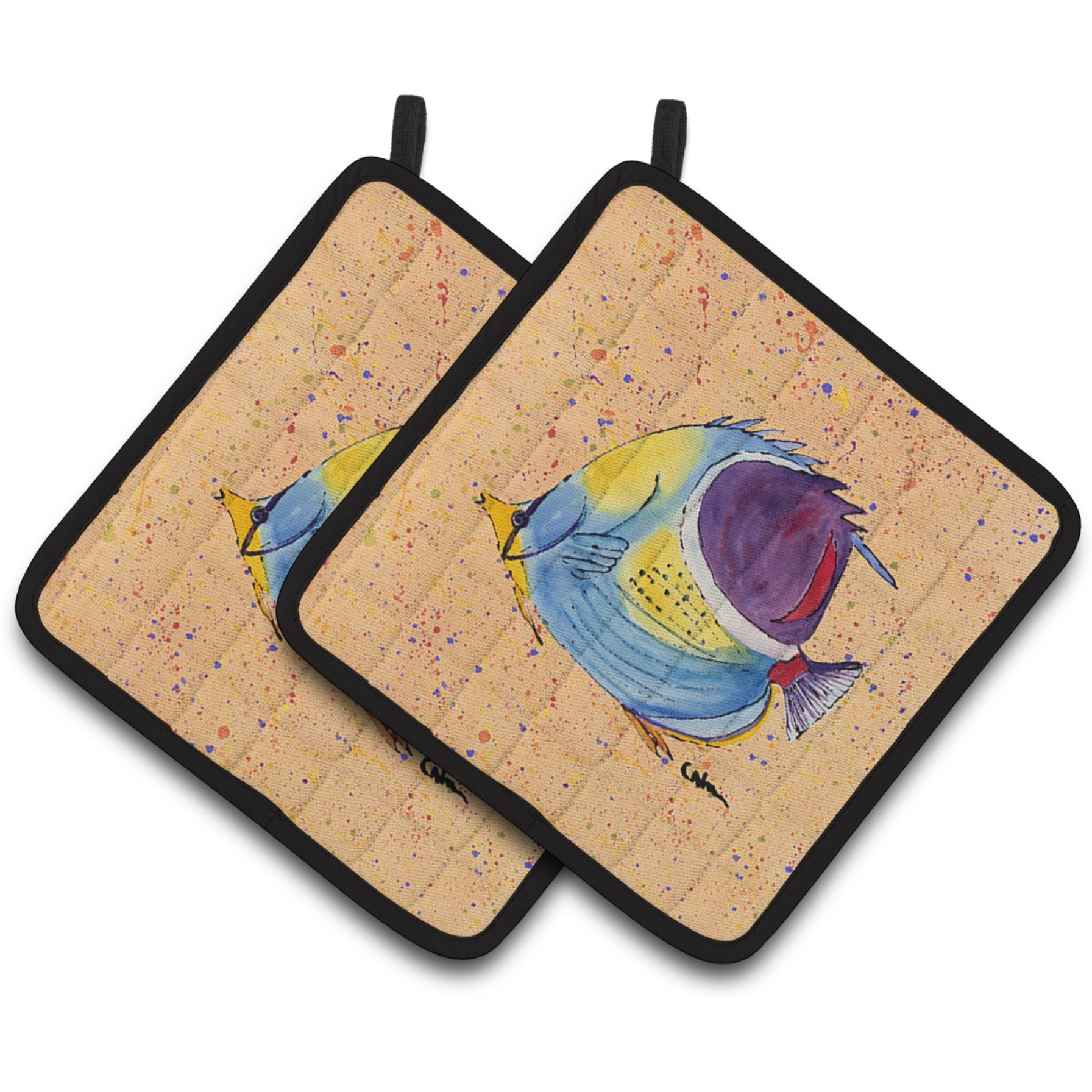 &quotCaroline's Treasures Tropical Fish Pair of Pot Holders 8529PTHD, 7.5HX7.5W, Multicolor"