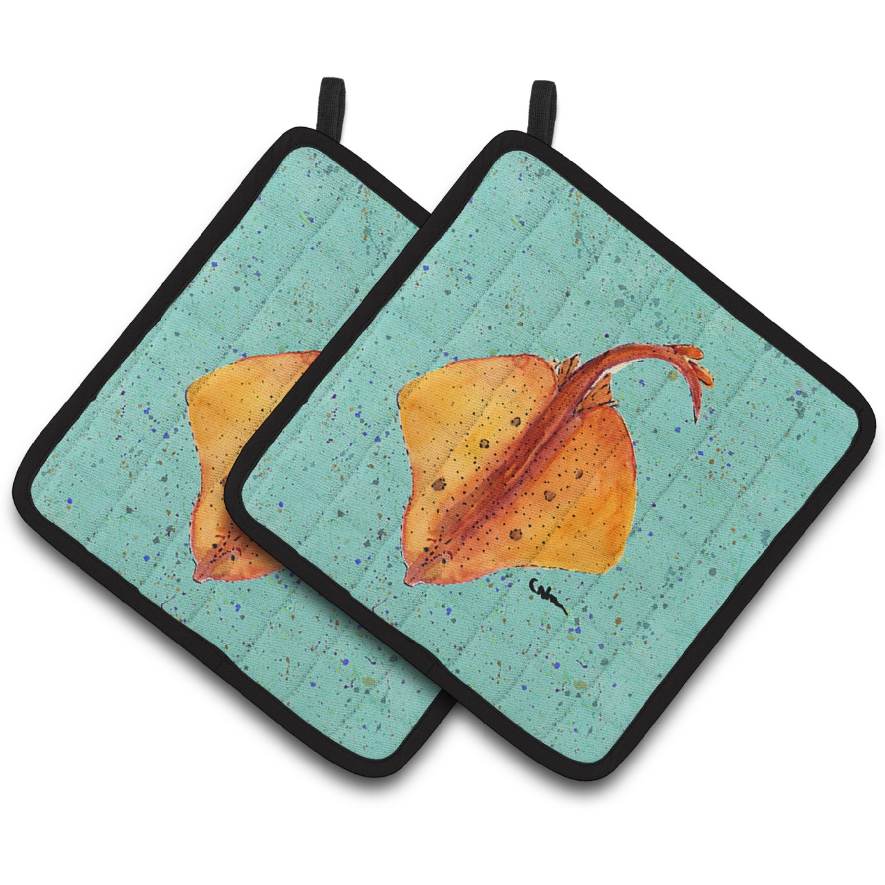 &quotCaroline's Treasures Stingray Pair of Pot Holders 8532PTHD, 7.5HX7.5W, Multicolor"
