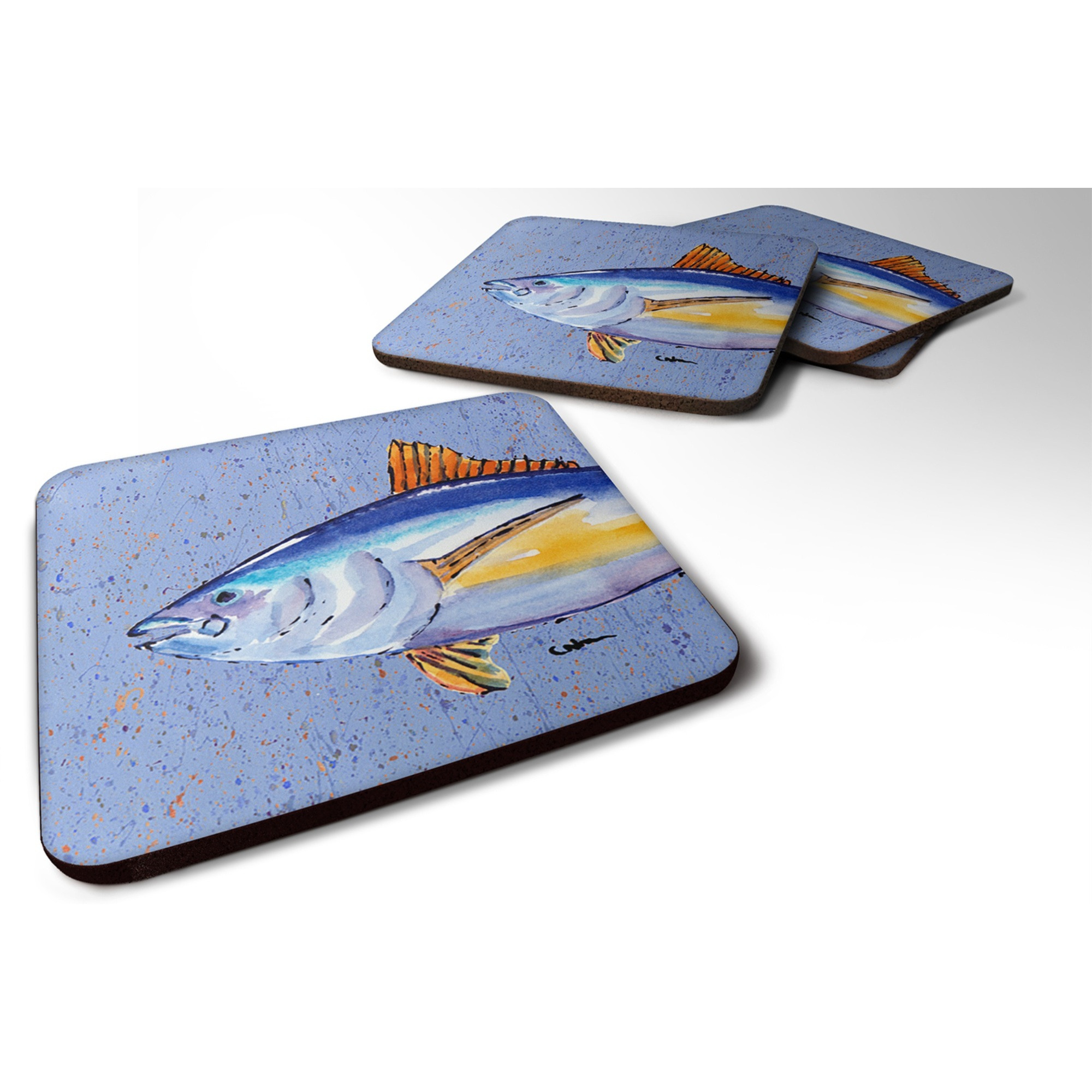 &quotCaroline's Treasures 8535FC Tuna Foam Coasters (Set of 4), 3.5"" H x 3.5"" W, Multicolor"
