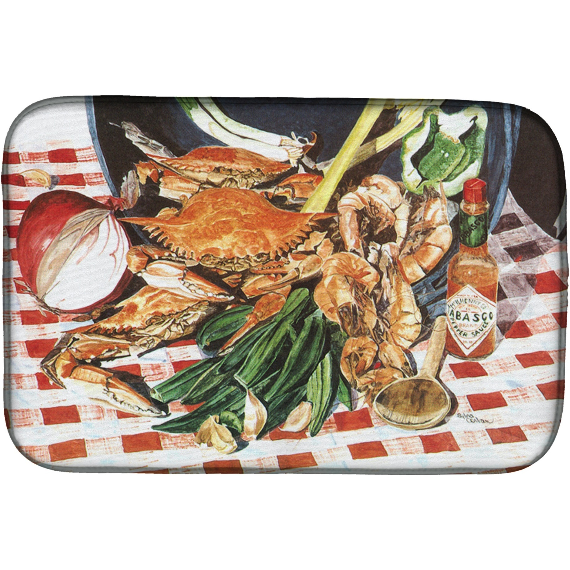 &quotCaroline's Treasures Crab Boil Dish Drying Mat, 14"" x 21"", Multicolor"